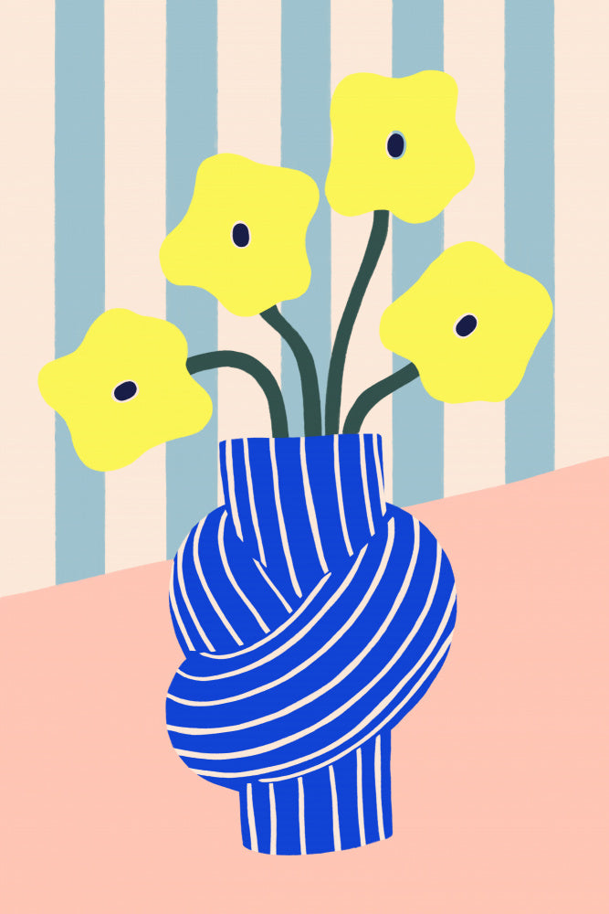 Flowers in Blue Knotted Vase