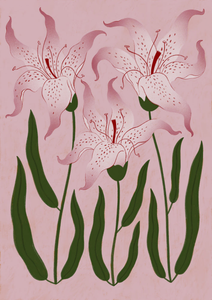 Botanical Pink Lilies