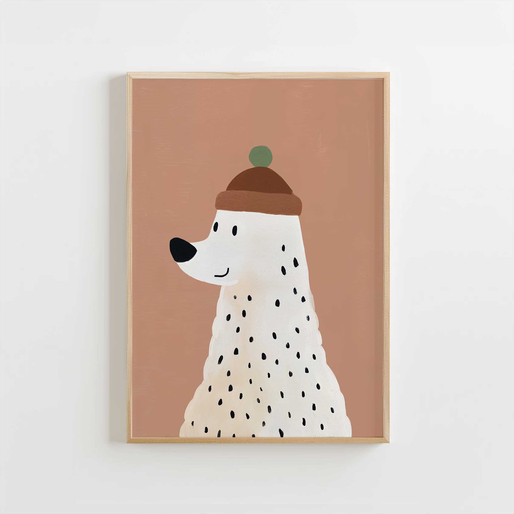 Cozy Winter Buddy Polar Bear in beanie, charming aesthetic print for winter themed nursery