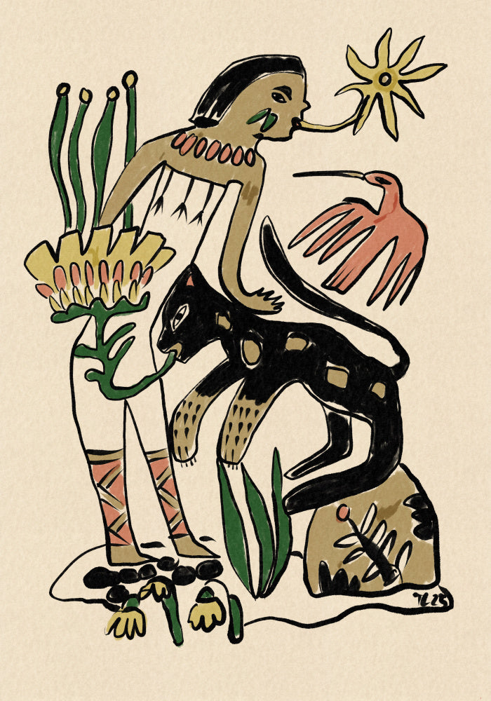 Folk Figure and Panther