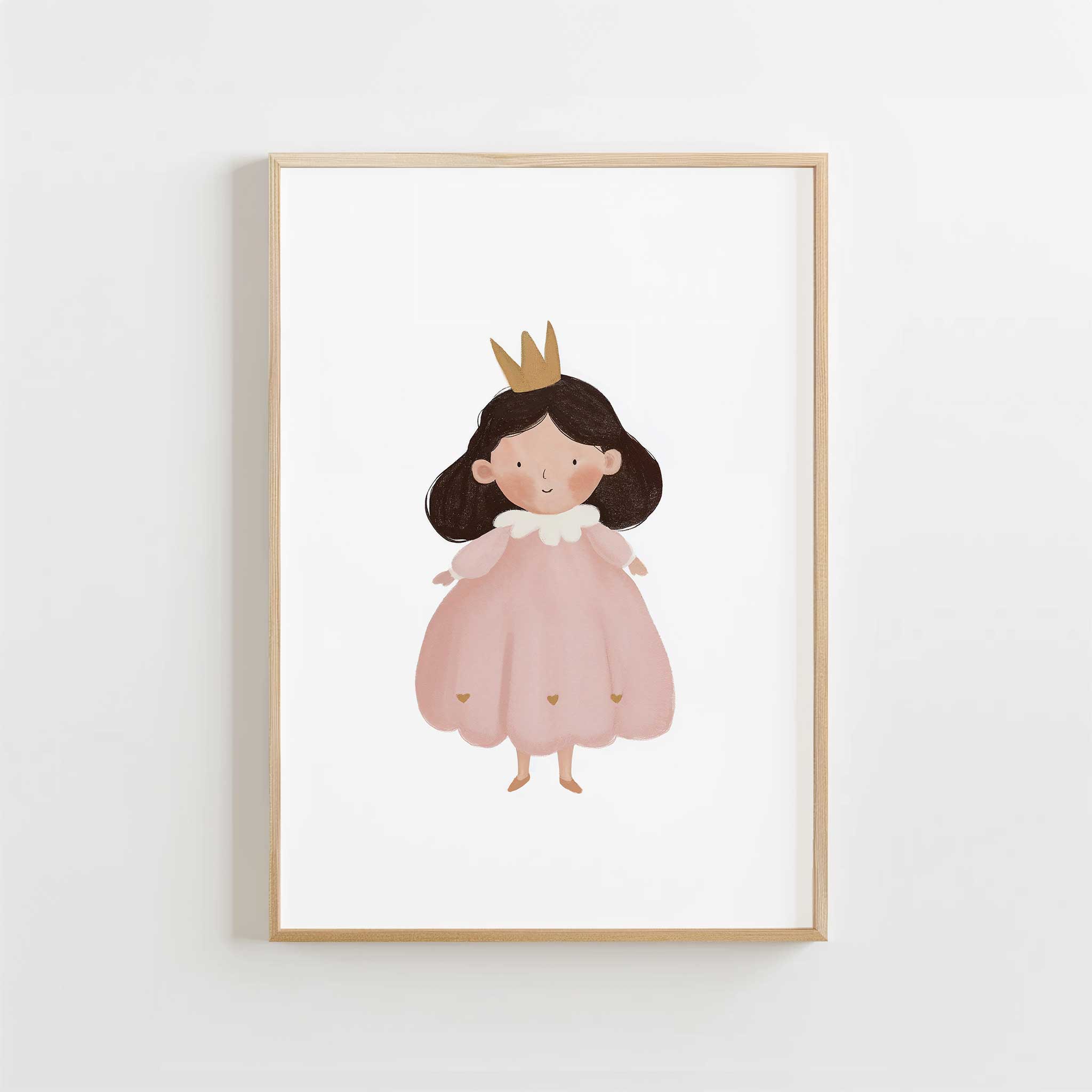 Sweet Little Princess soft-toned art print, royally charming modern wall art for imaginative kids room