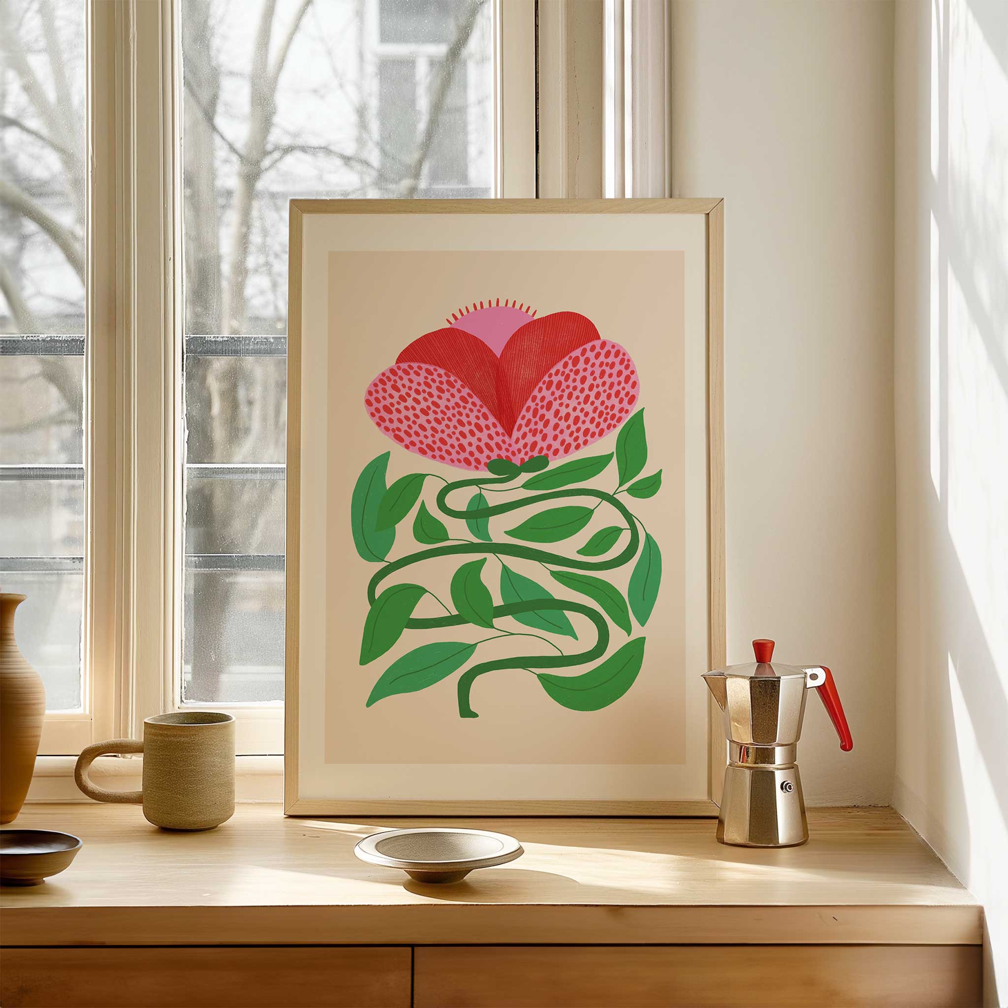 Modern floral 'Wild Bloom', botanical modern wall decor with a creative aesthetic, titled 'Wild Bloom'