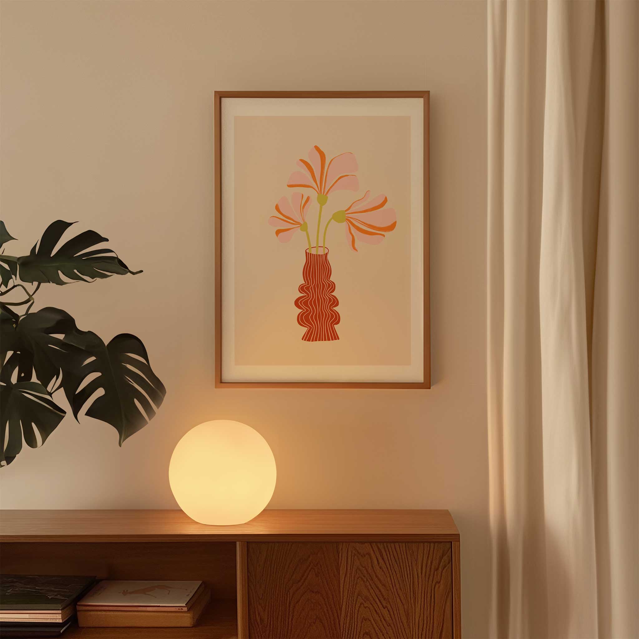 Floral 'Coral Petal Dance', lively modern wall decor with an artistic aesthetic, titled 'Coral Petal Dance'