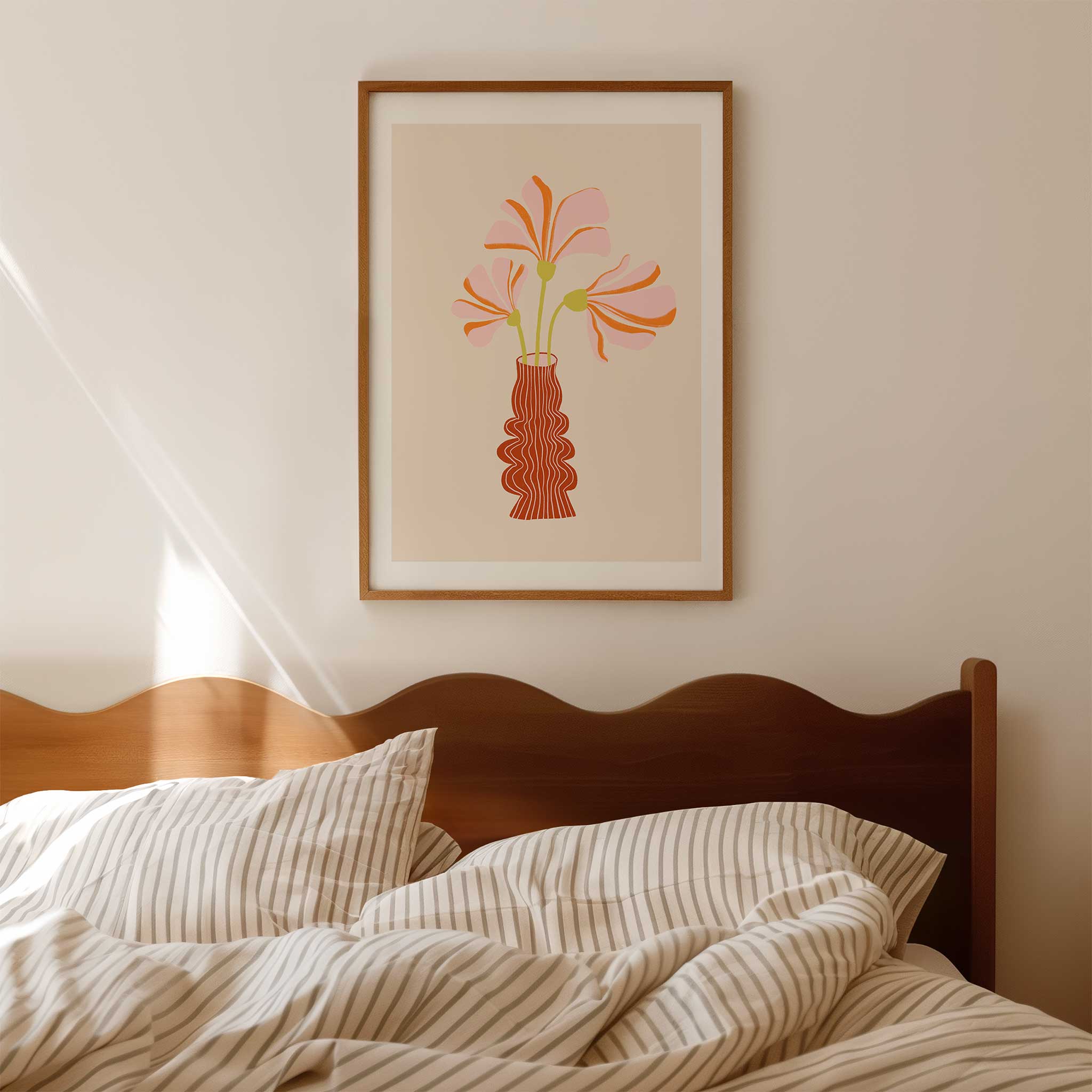 Floral 'Coral Petal Dance', lively modern wall decor with an artistic aesthetic, titled 'Coral Petal Dance'