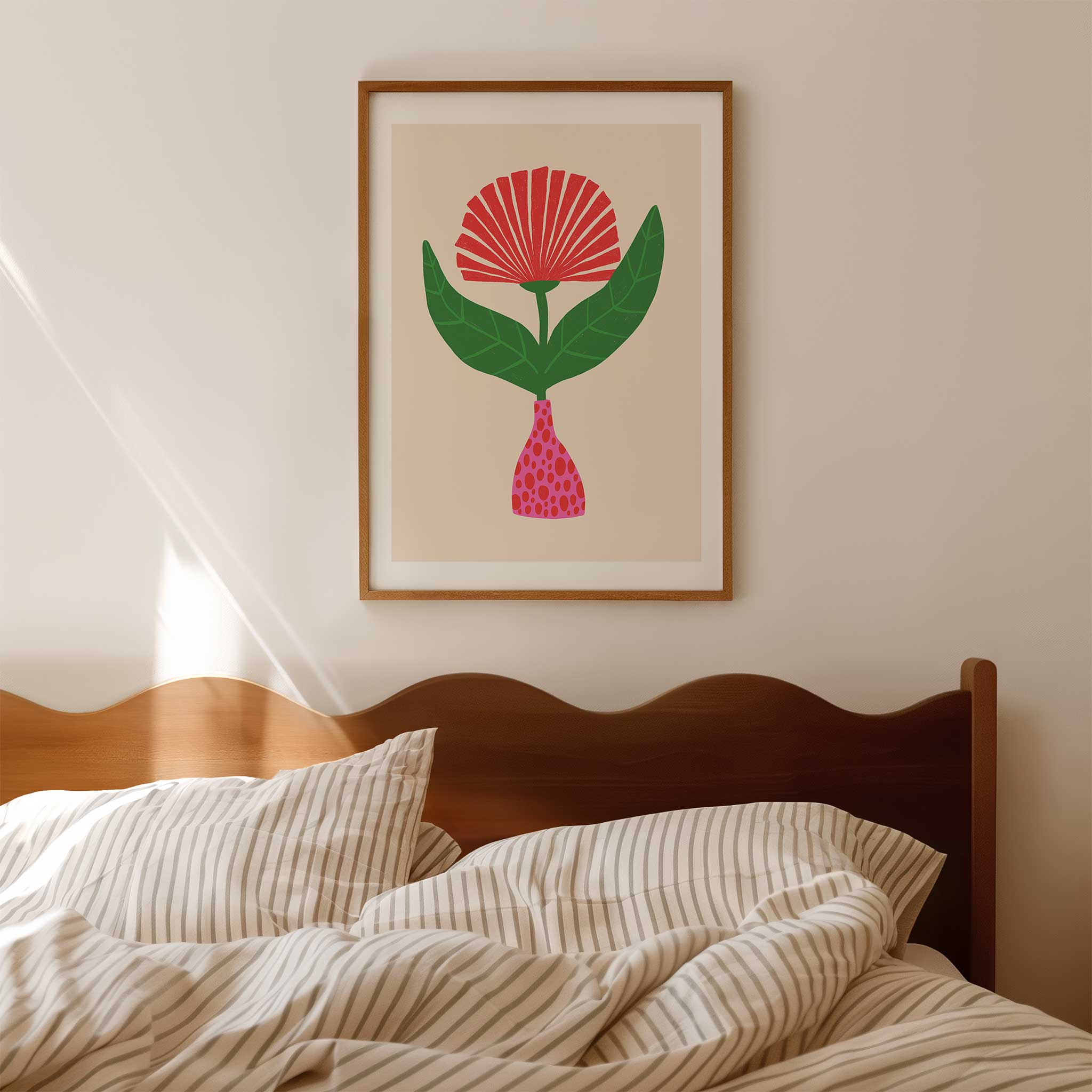 Floral 'Crimson Fan', striking aesthetic canvas print style for creative living rooms, titled 'Crimson Fan'
