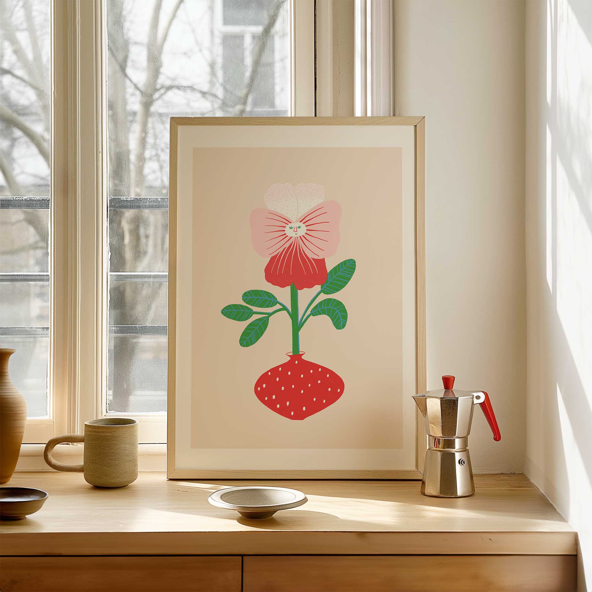 Floral 'Whimsical Orchid', playful wall art for living room with a creative aesthetic, titled 'Whimsical Orchid'