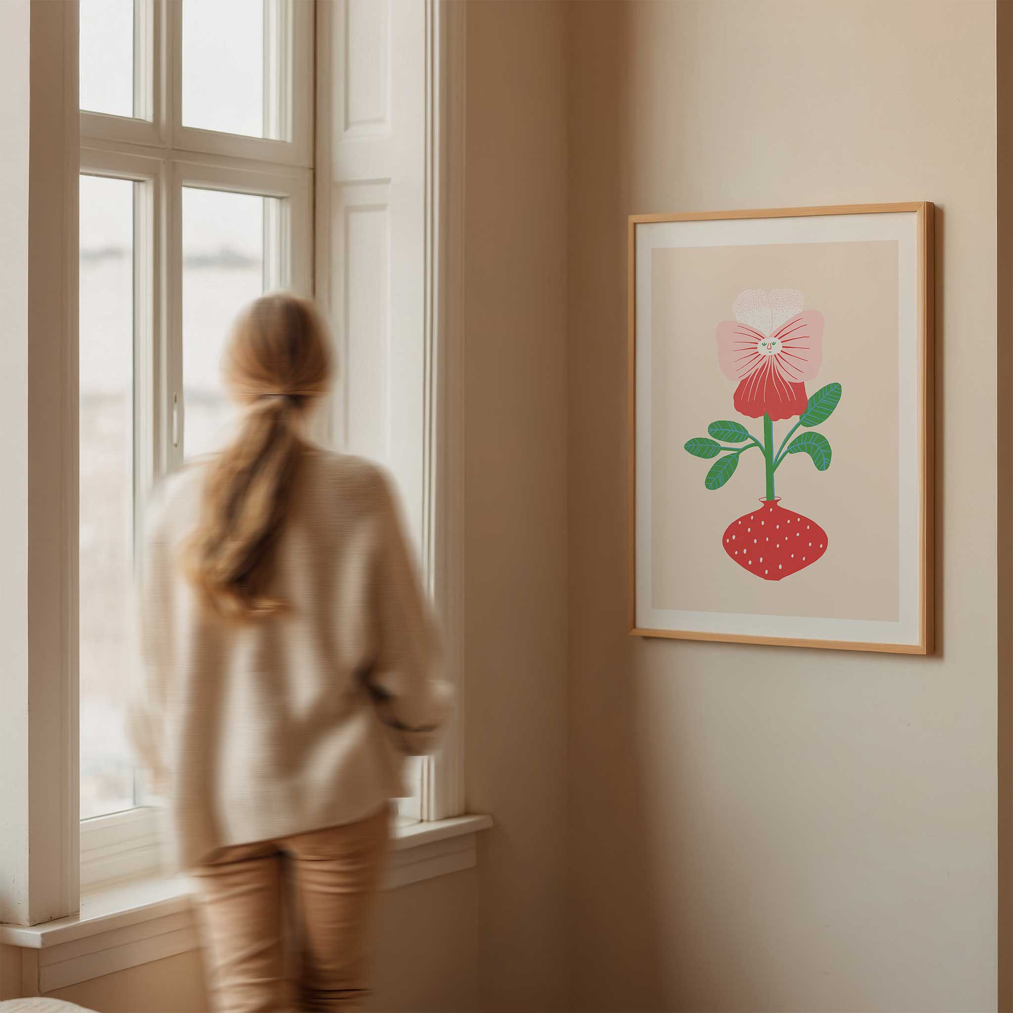 Floral 'Whimsical Orchid', playful wall art for living room with a creative aesthetic, titled 'Whimsical Orchid'