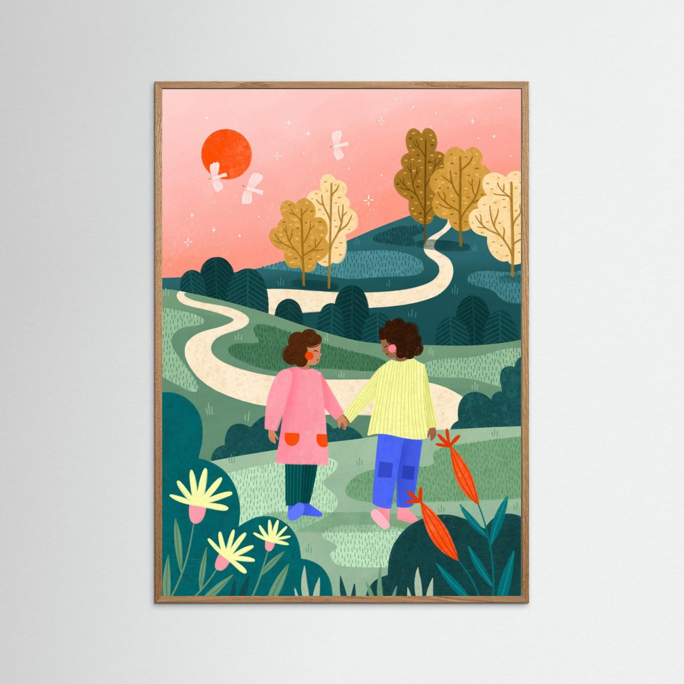 Friends Walking Winding Path by Bea Müller