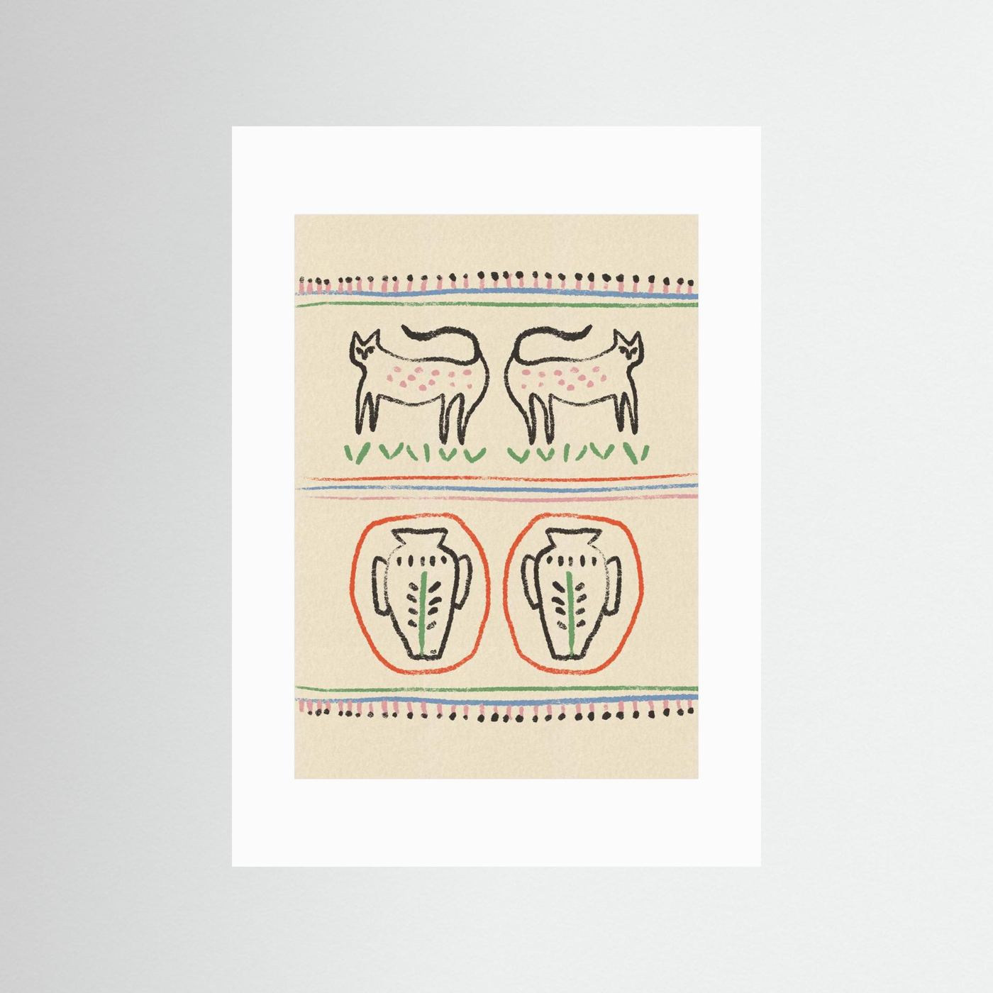 Primitive Cats and Vases by Raipa Studio