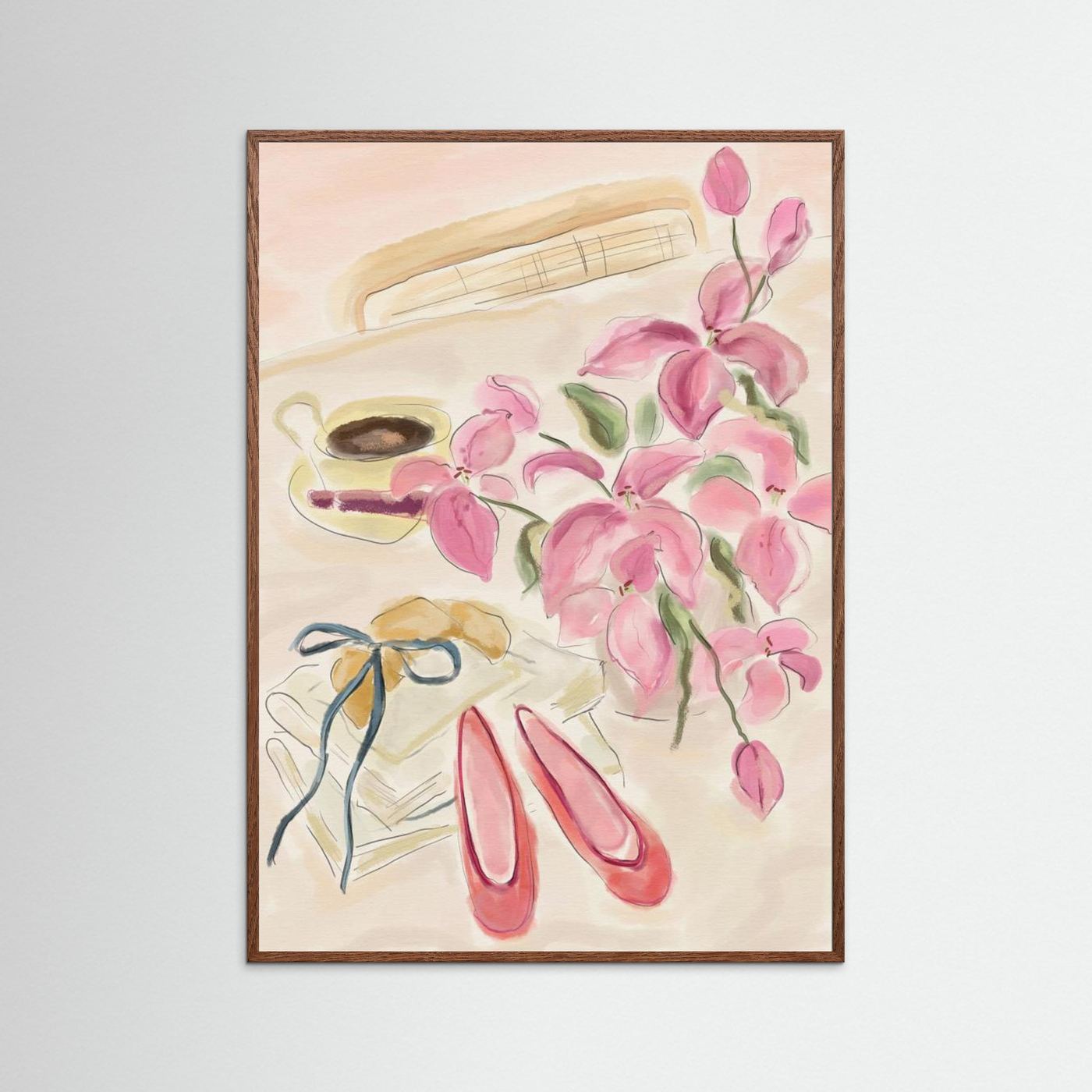 Still Life Watercolor Illustration with Ballerinas by Katharina Puritscher