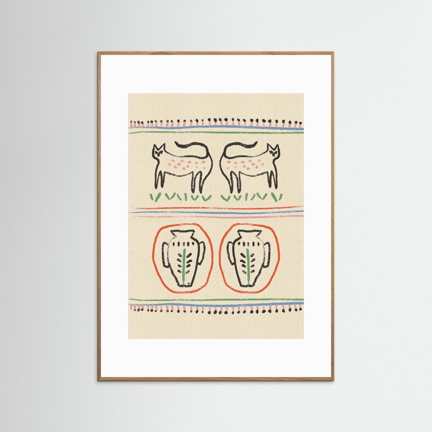 Primitive Cats and Vases by Raipa Studio