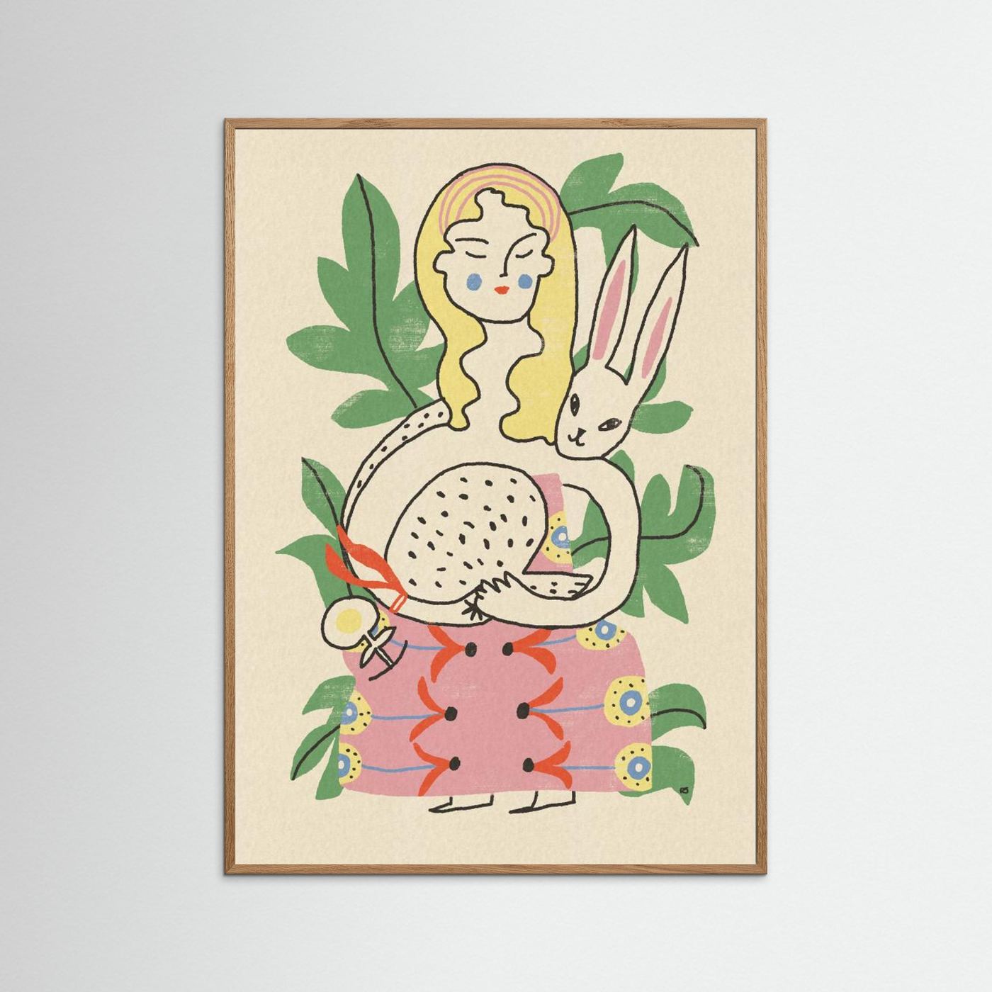 Whimsical Woman and Rabbit by Raipa Studio