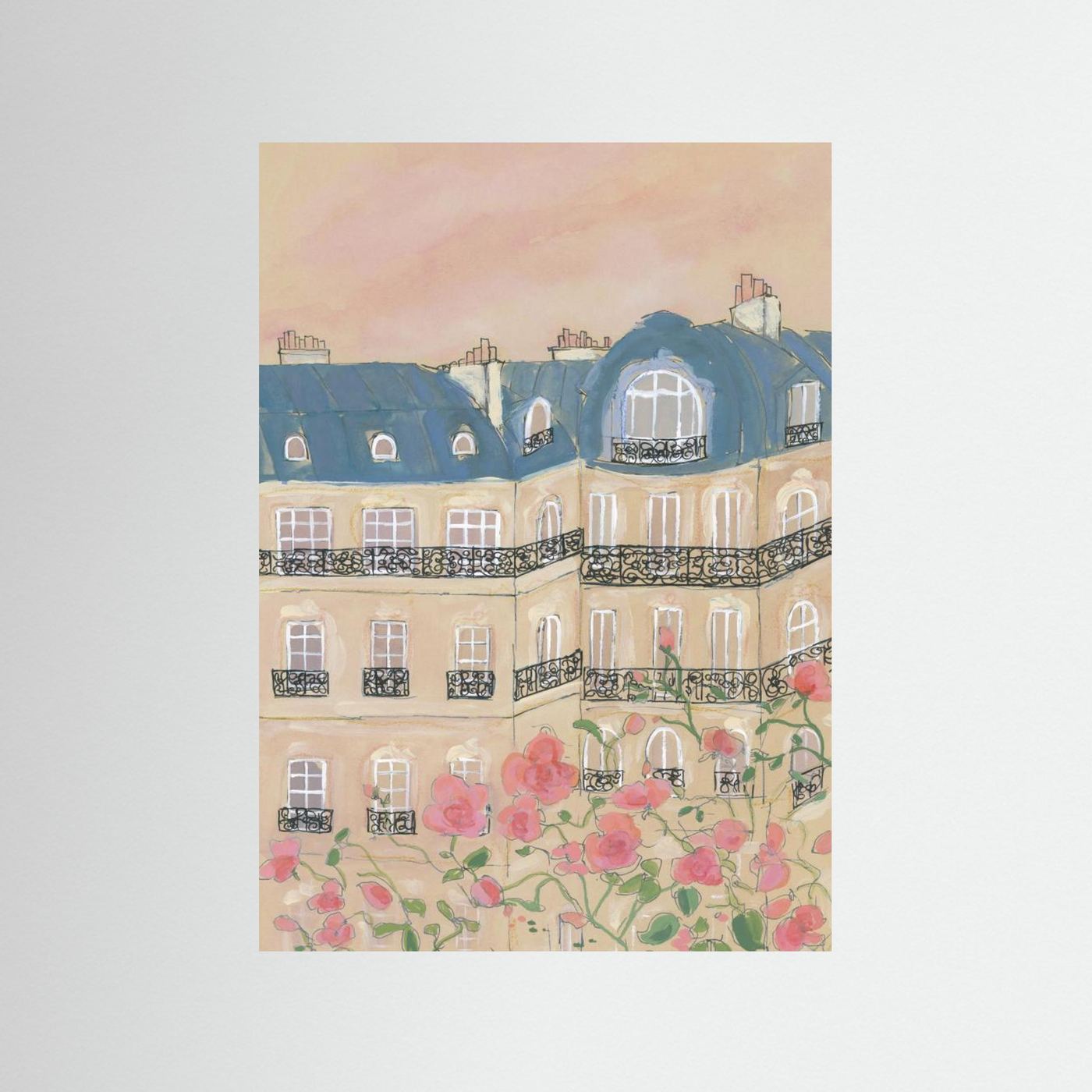 Sunset Over Paris Buildings by Katharina Puritscher