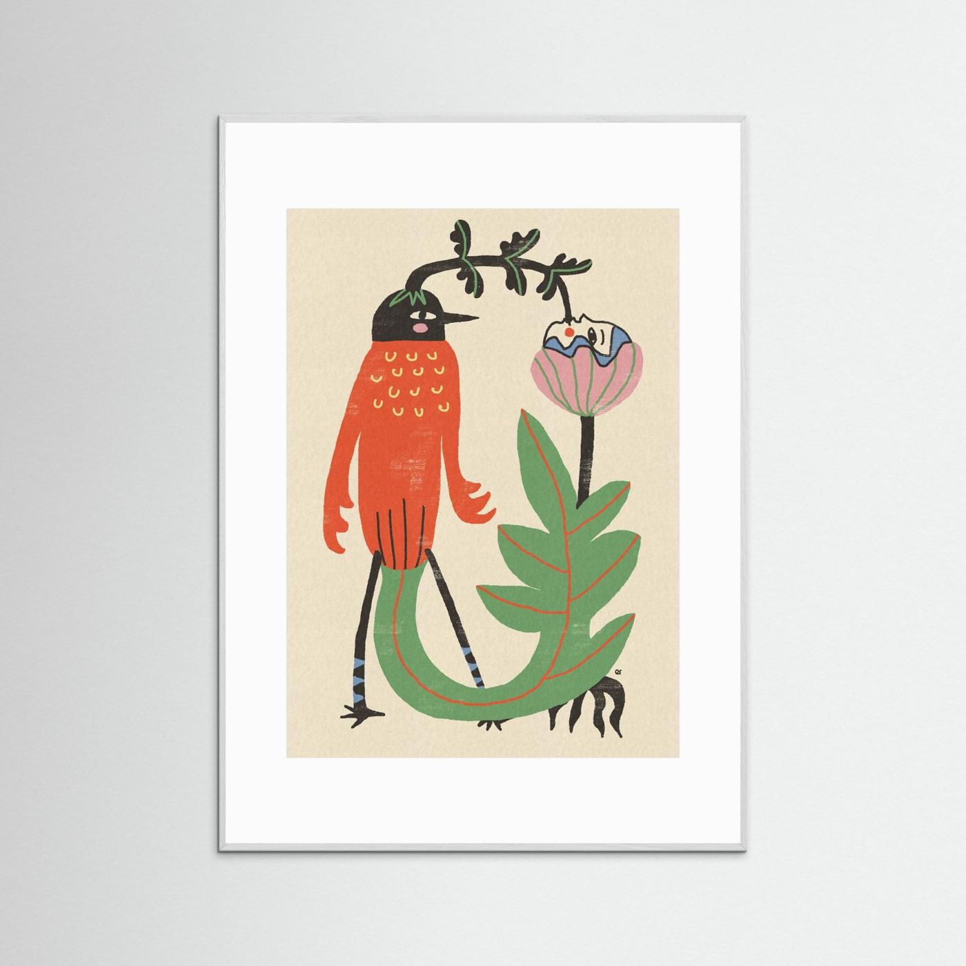 Whimsical Bird and Flower by Raipa Studio