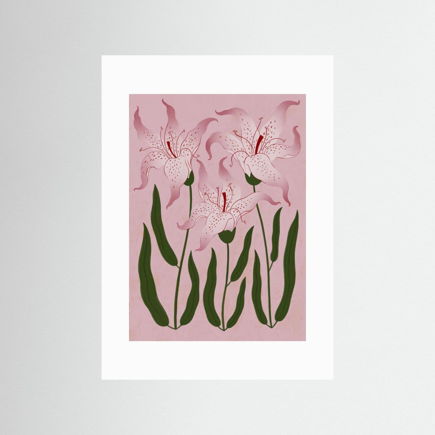 Botanical Pink Lilies by Ida Alvarsson