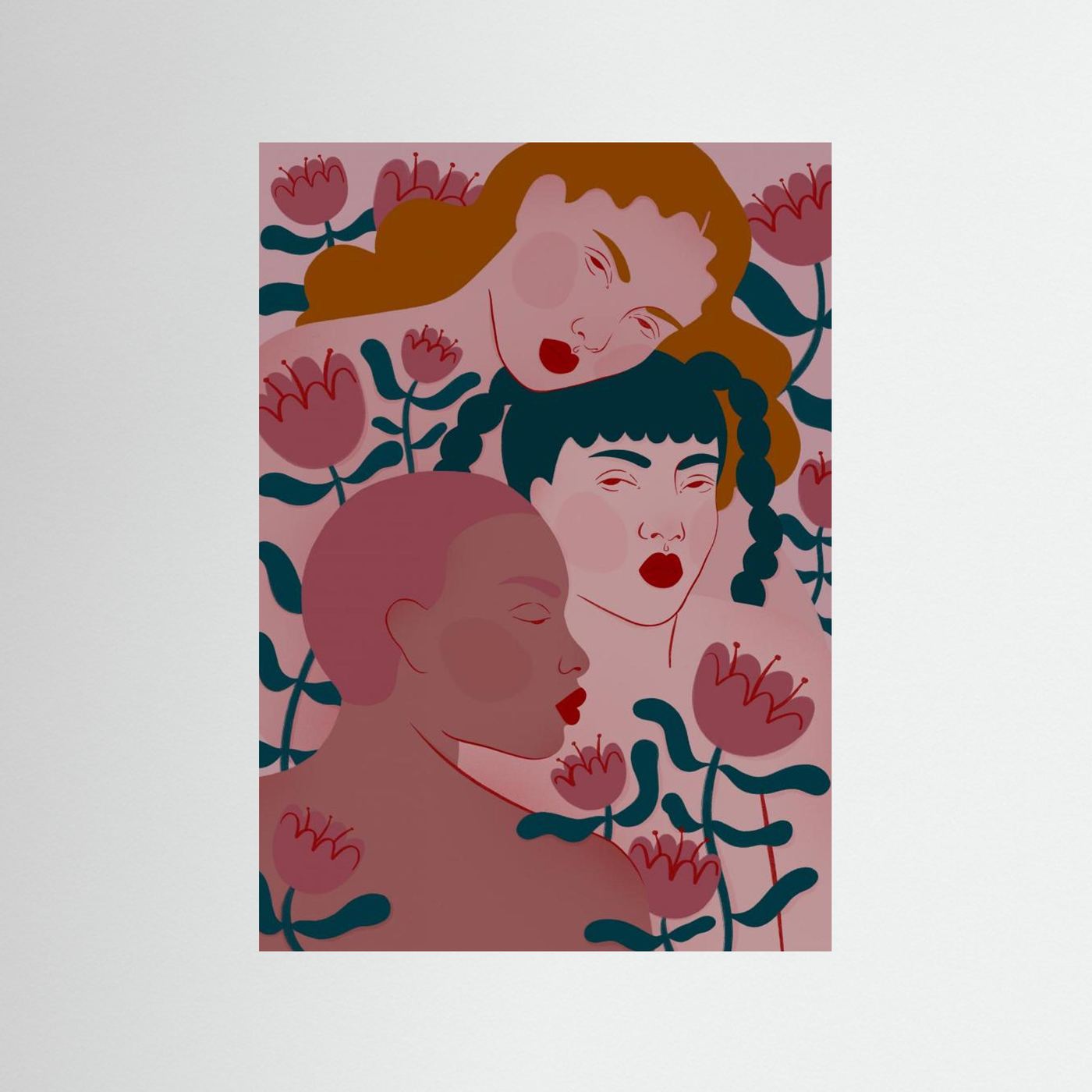 Three Women Floral Serenity by Ida Alvarsson