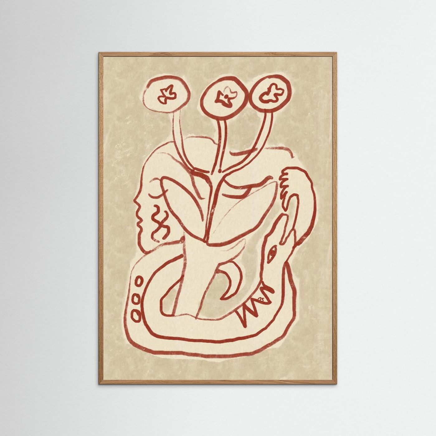 Serene Woman and Snake by Raipa Studio