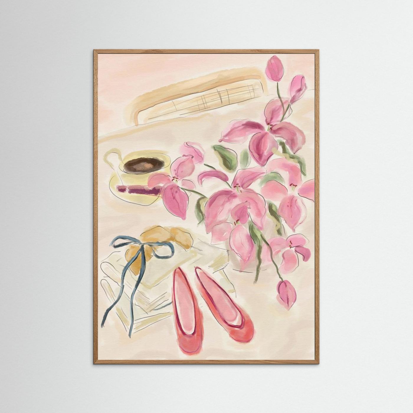 Still Life Watercolor Illustration with Ballerinas by Katharina Puritscher