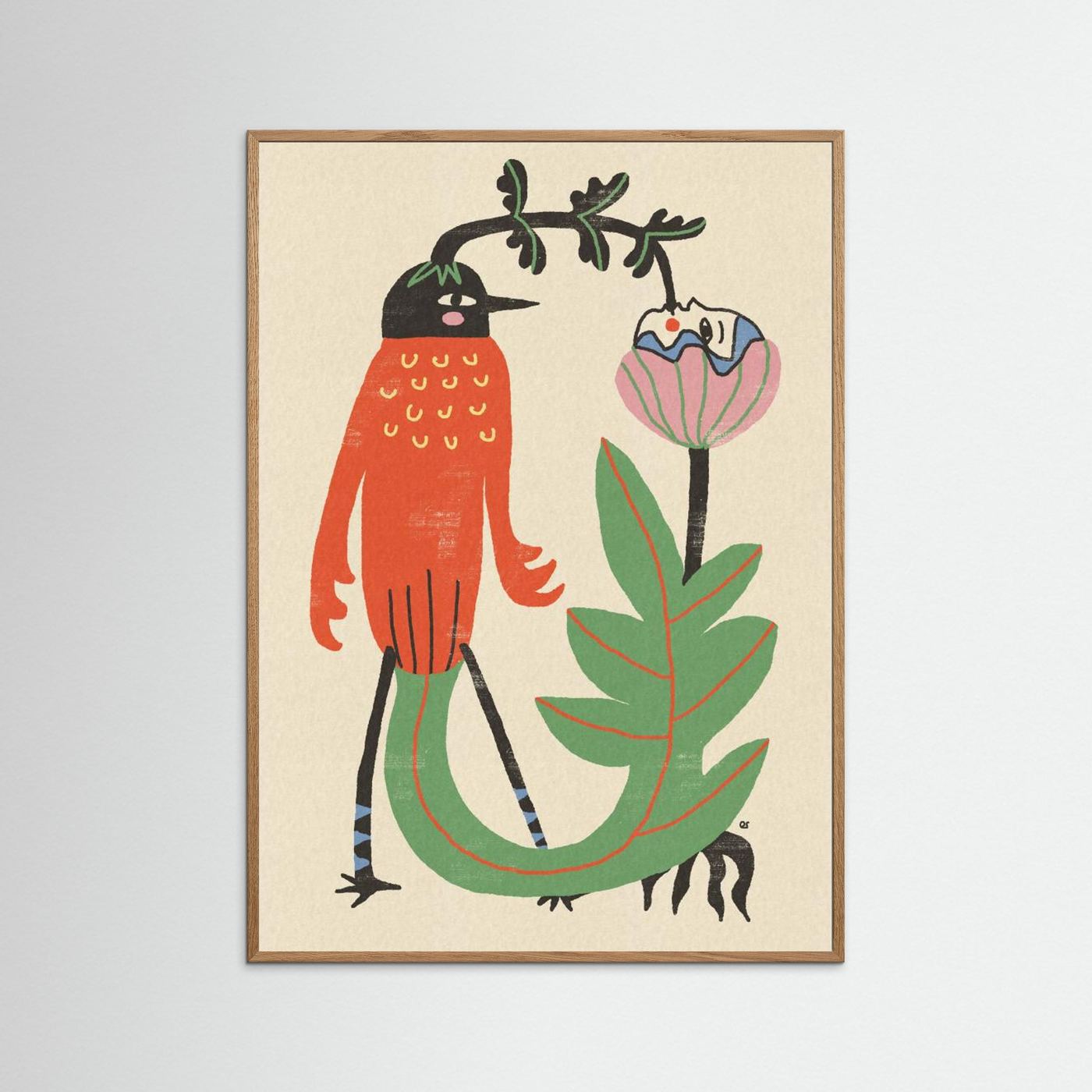 Whimsical Bird and Flower by Raipa Studio