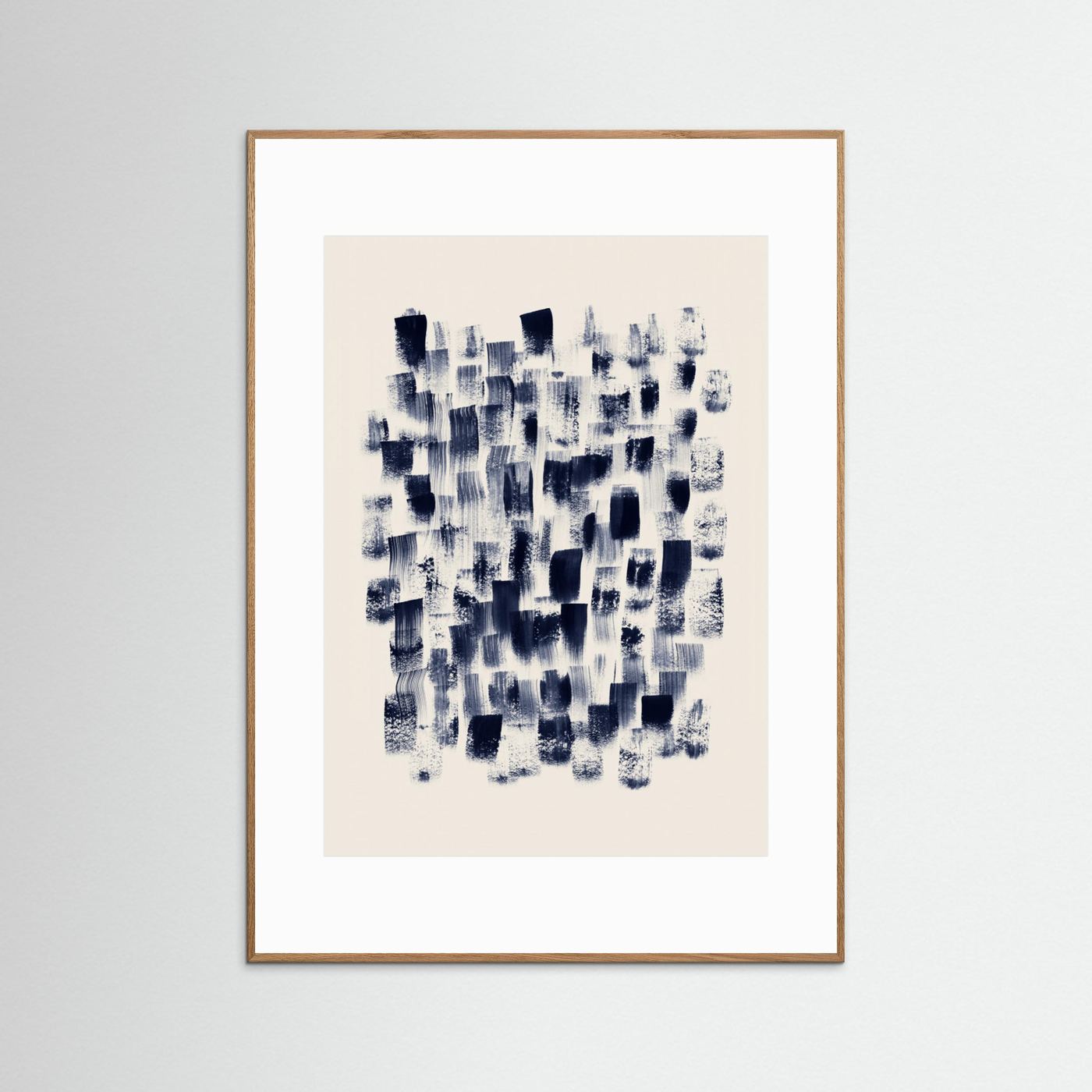 000 Abstract Navy Rain On Cream 24x36 by Danushka Abeygoda