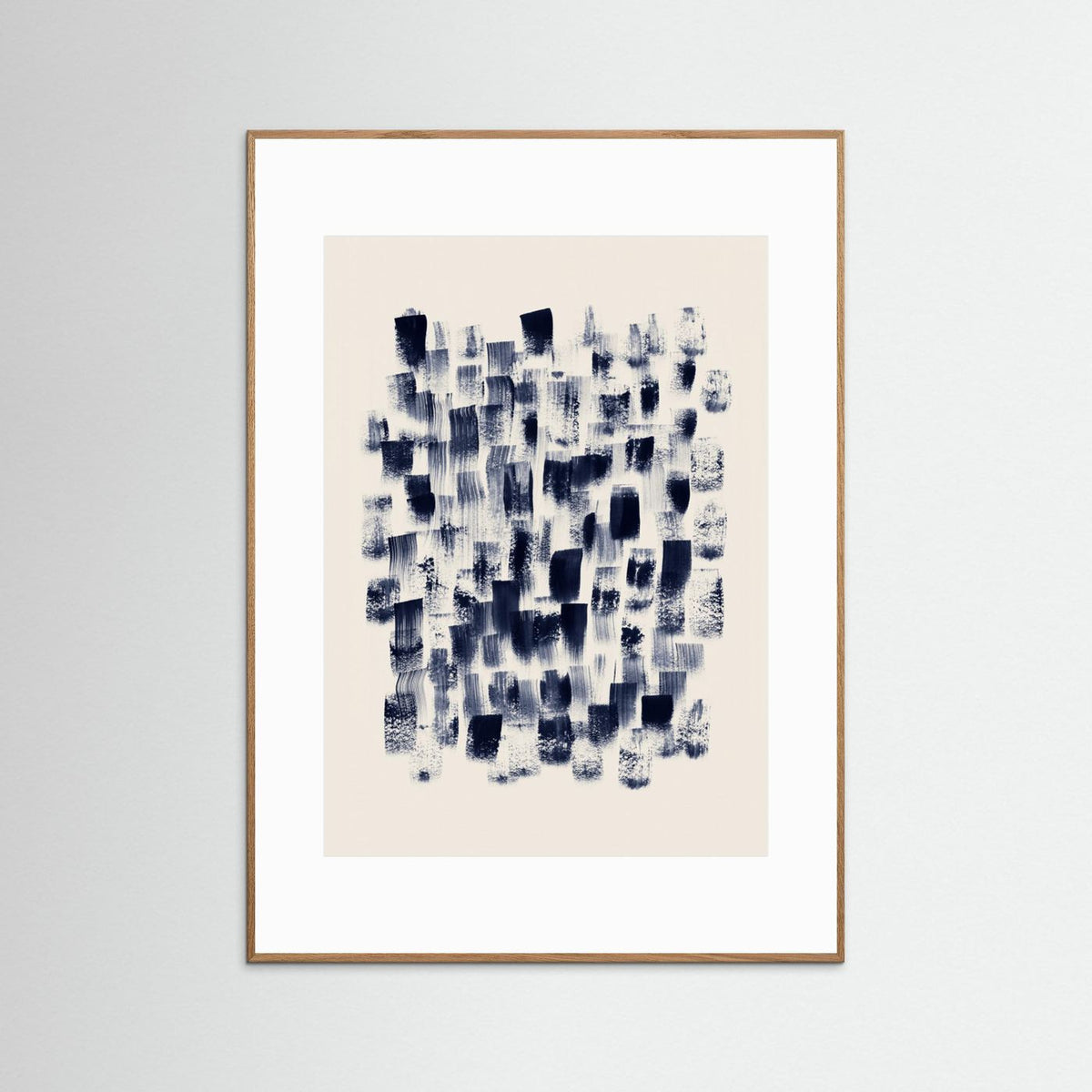 000 Abstract Navy Rain On Cream 24x36 by Danushka Abeygoda