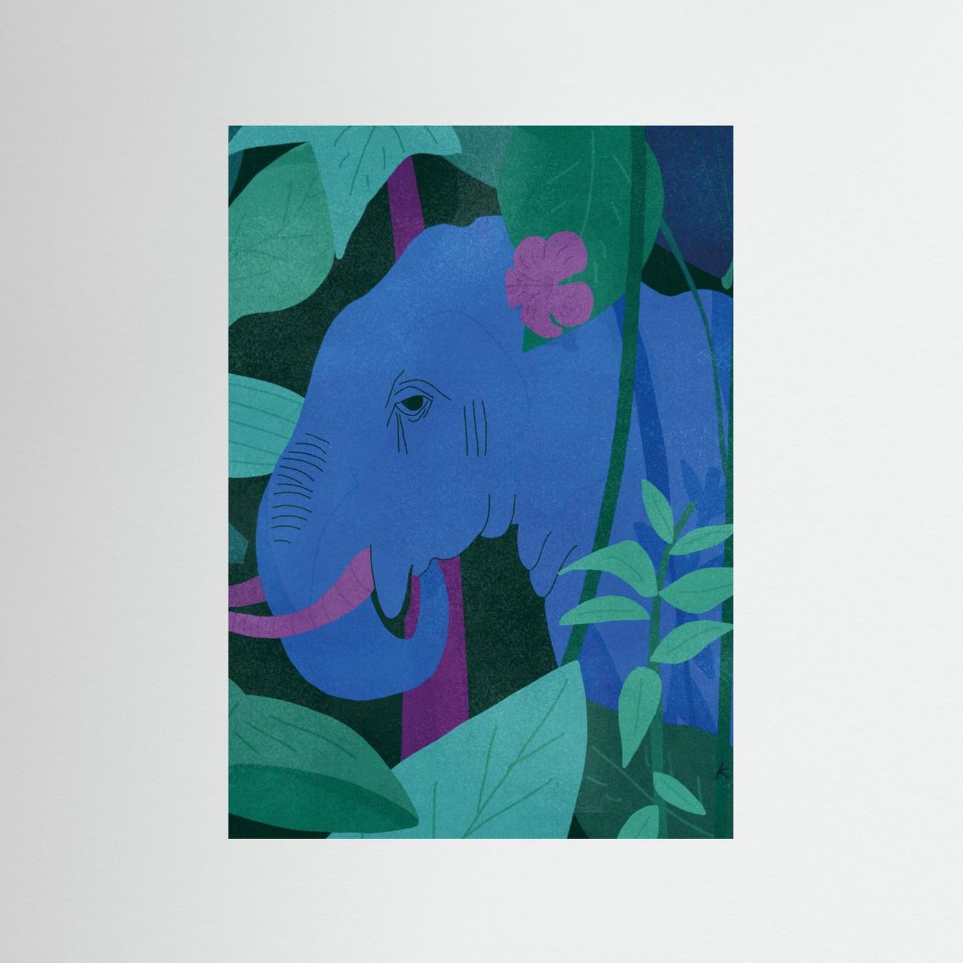 Blue Elephant in Jungle by Sylwia Kubus