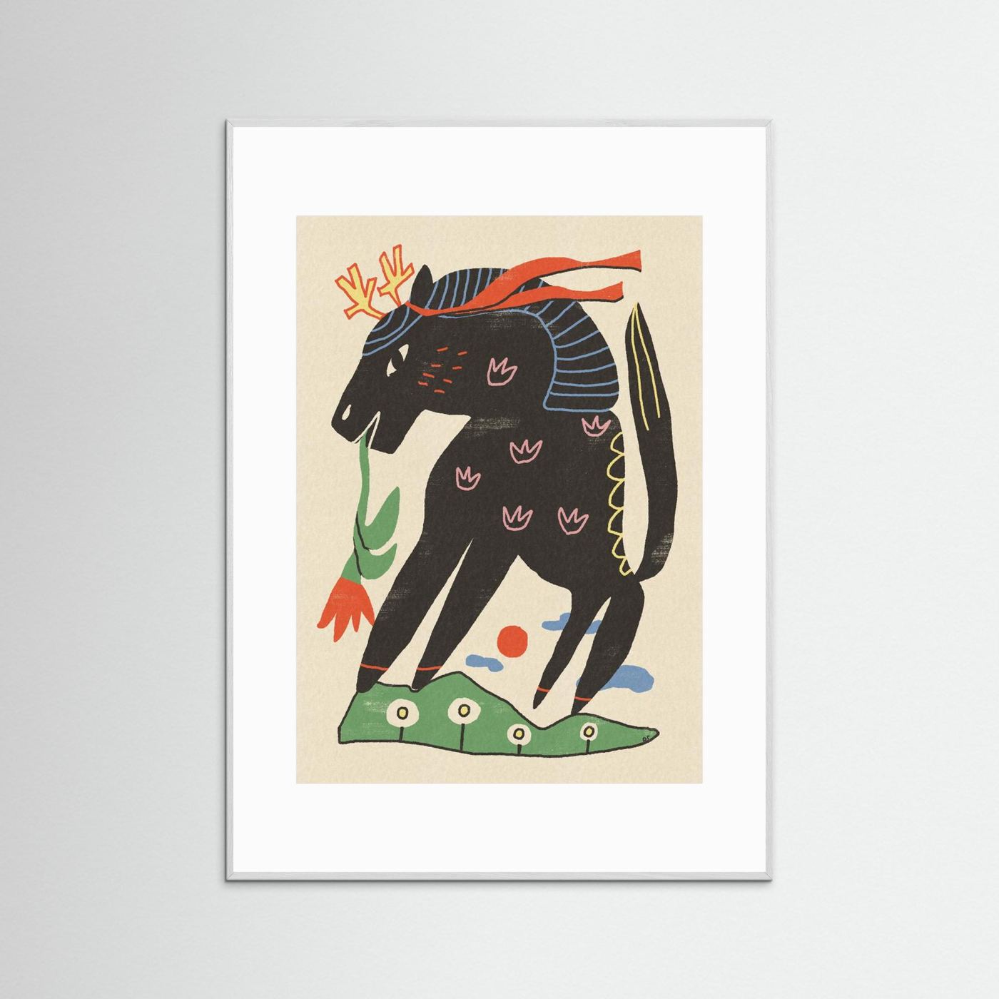 Mythical Horse with Flower by Raipa Studio