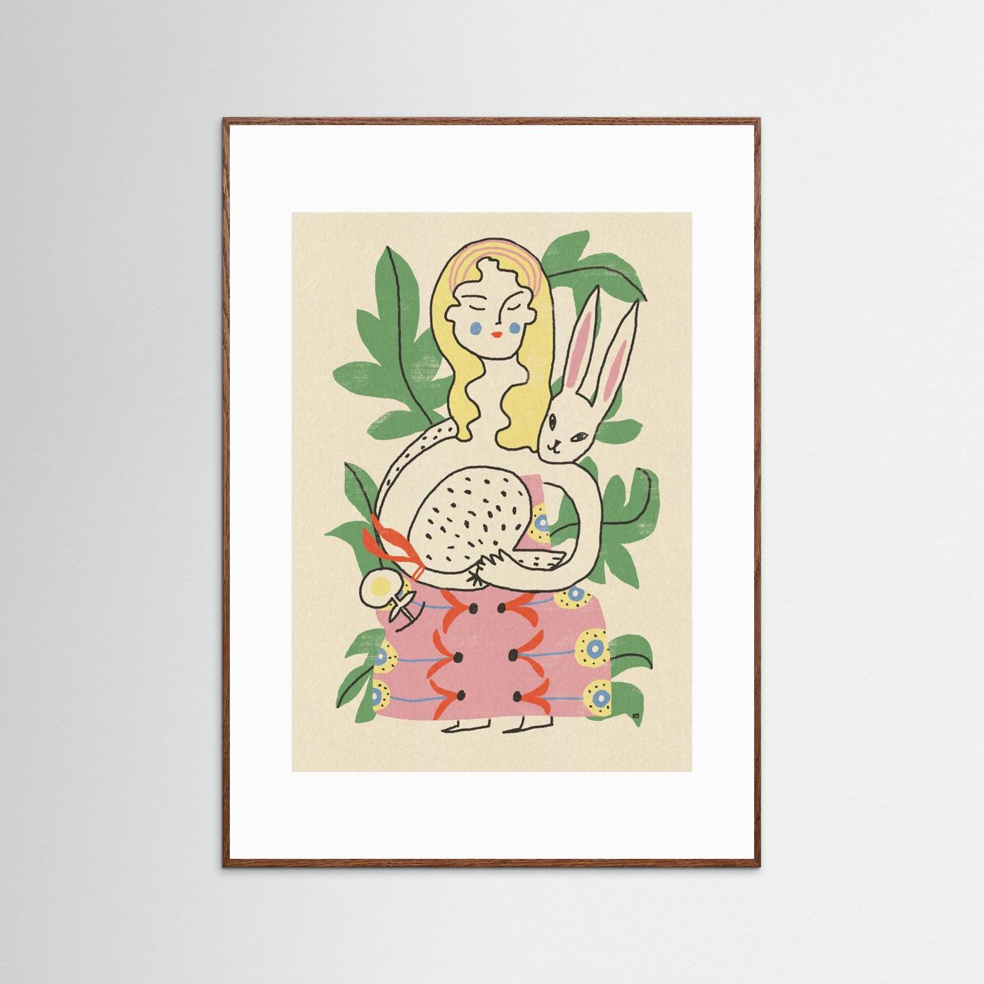 Whimsical Woman and Rabbit by Raipa Studio