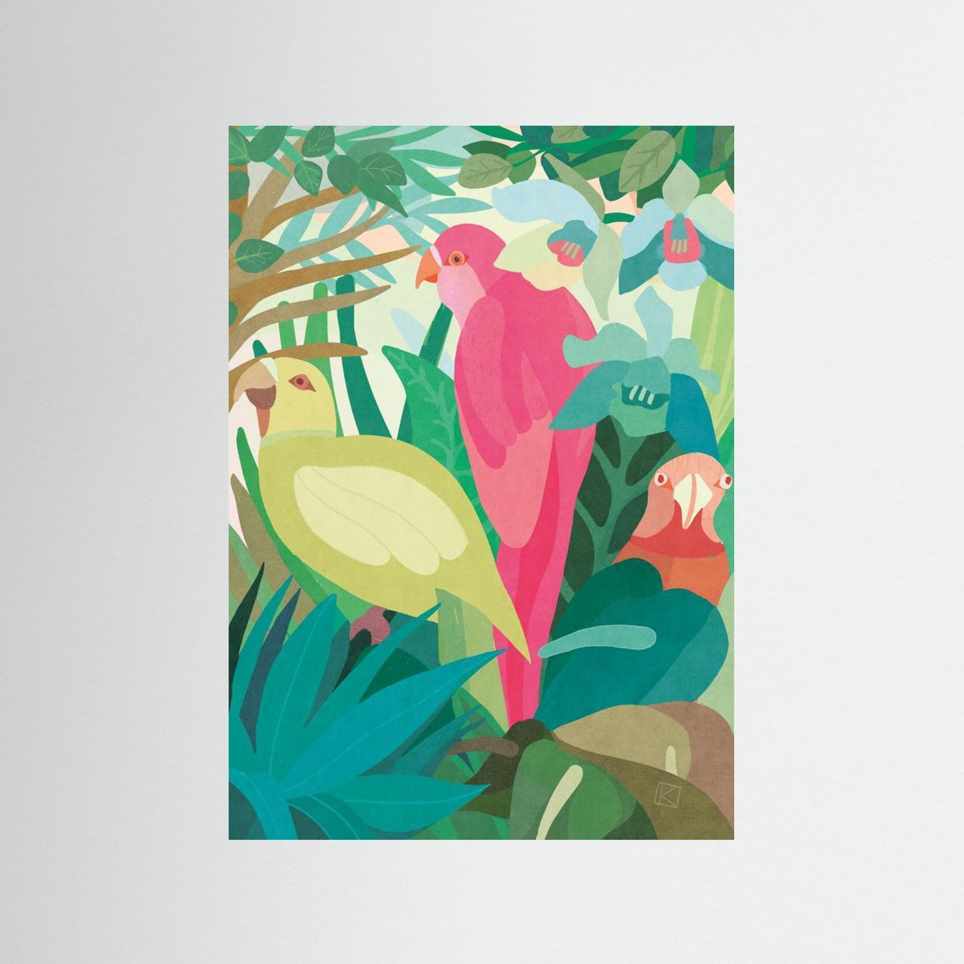 Tropical Jungle Parrots by Sylwia Kubus