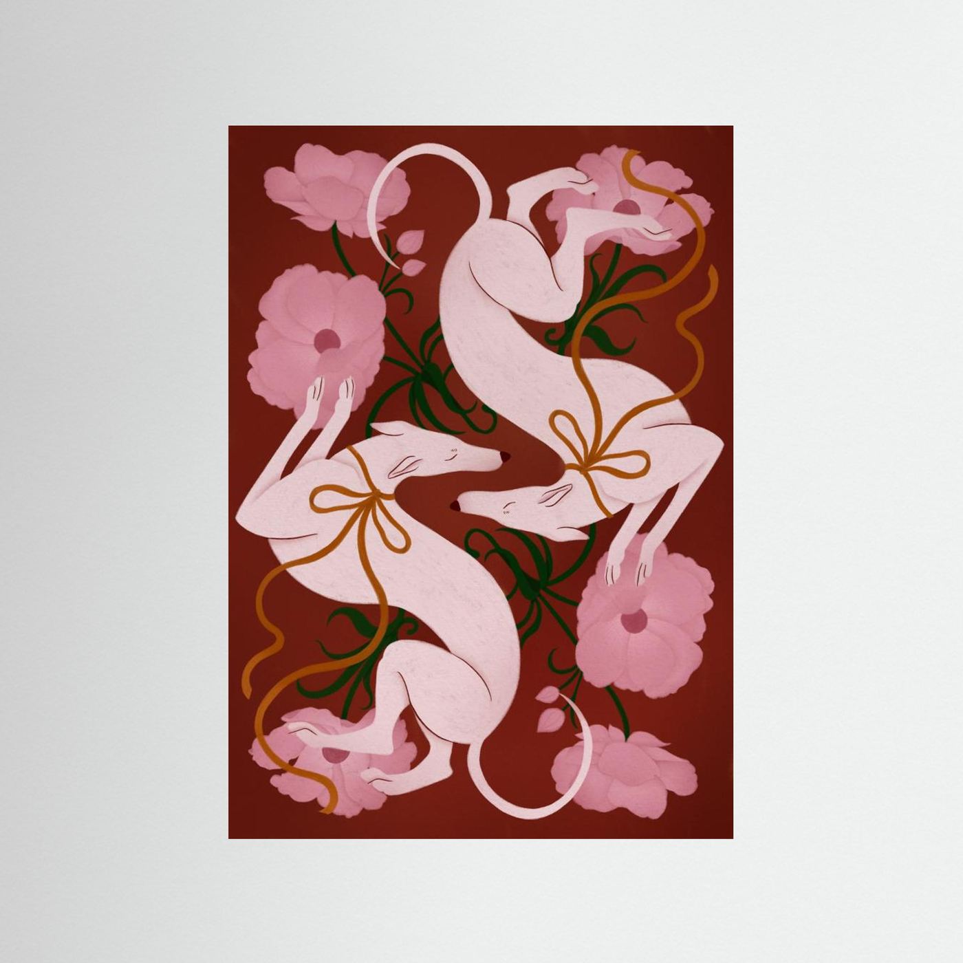 Elegant Greyhounds and Flowers by Ida Alvarsson