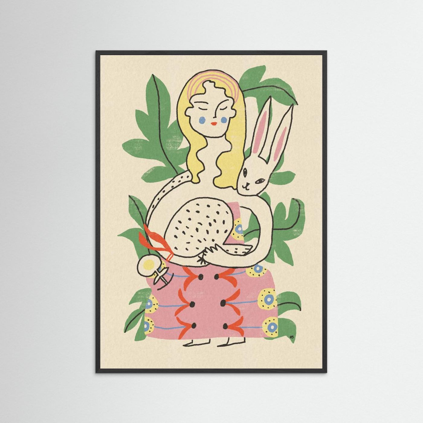 Whimsical Woman and Rabbit by Raipa Studio