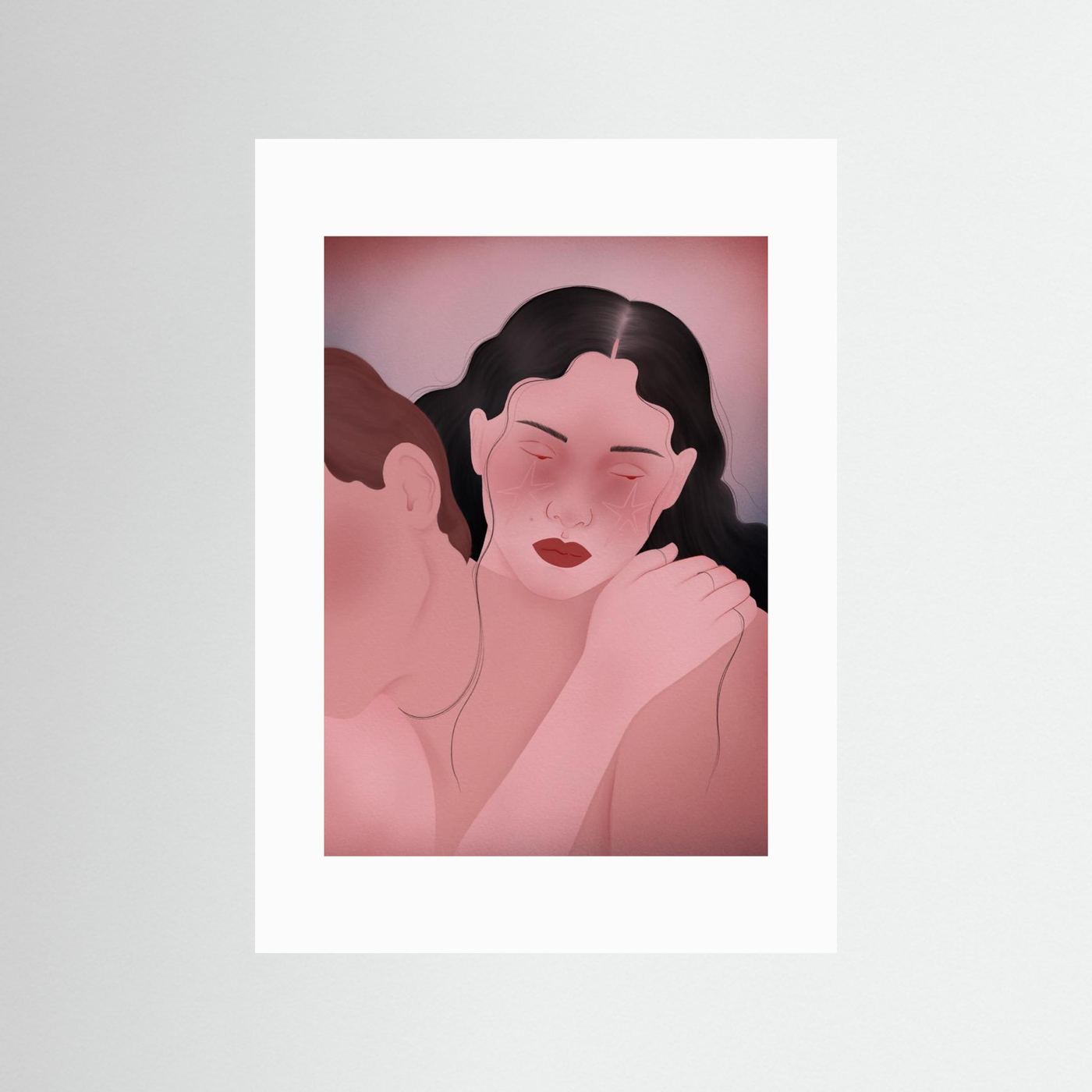 Crying Woman Embrace by Ida Alvarsson