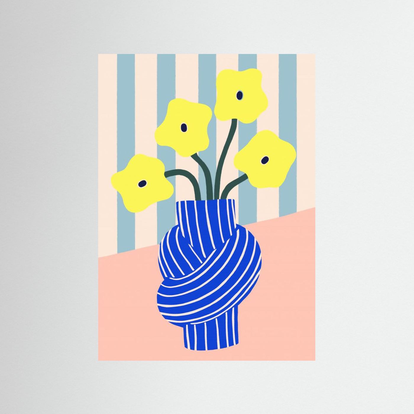 Flowers in Blue Knotted Vase by Maren Gross