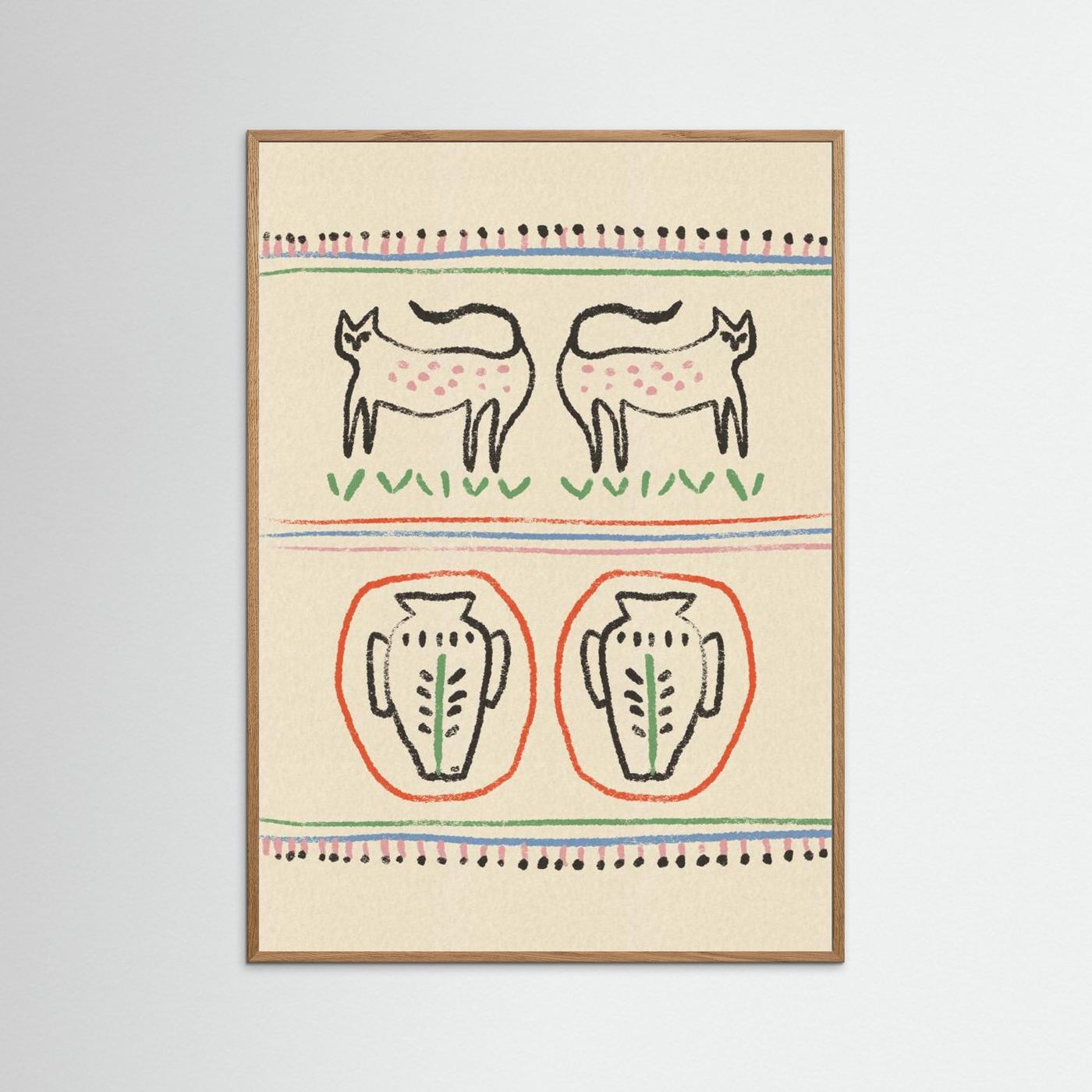 Primitive Cats and Vases by Raipa Studio