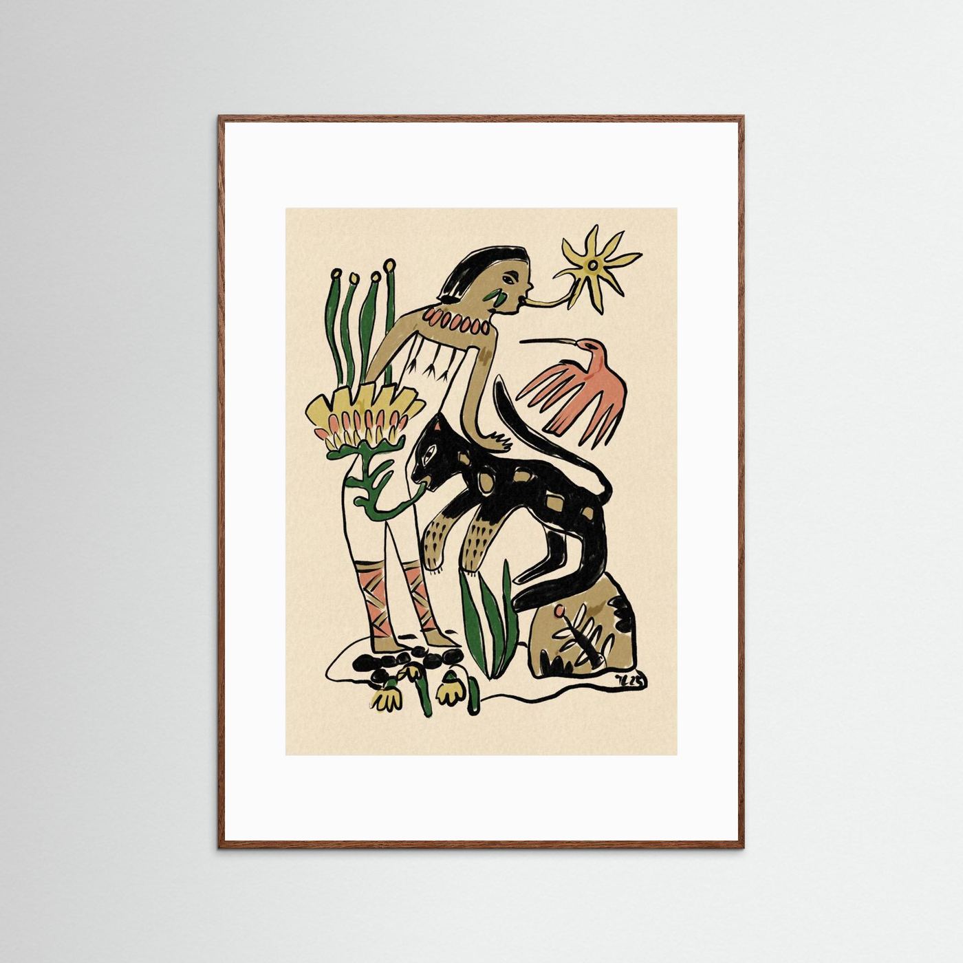 Folk Figure and Panther by Raipa Studio