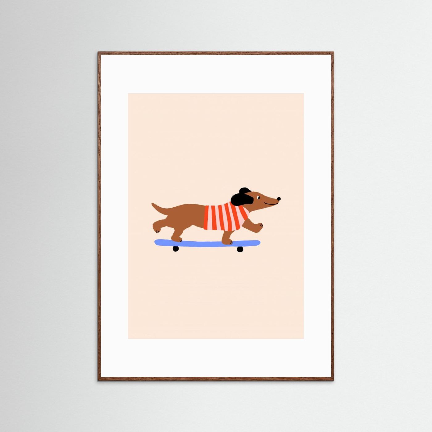 Dachshund on Skateboard by Maren Gross