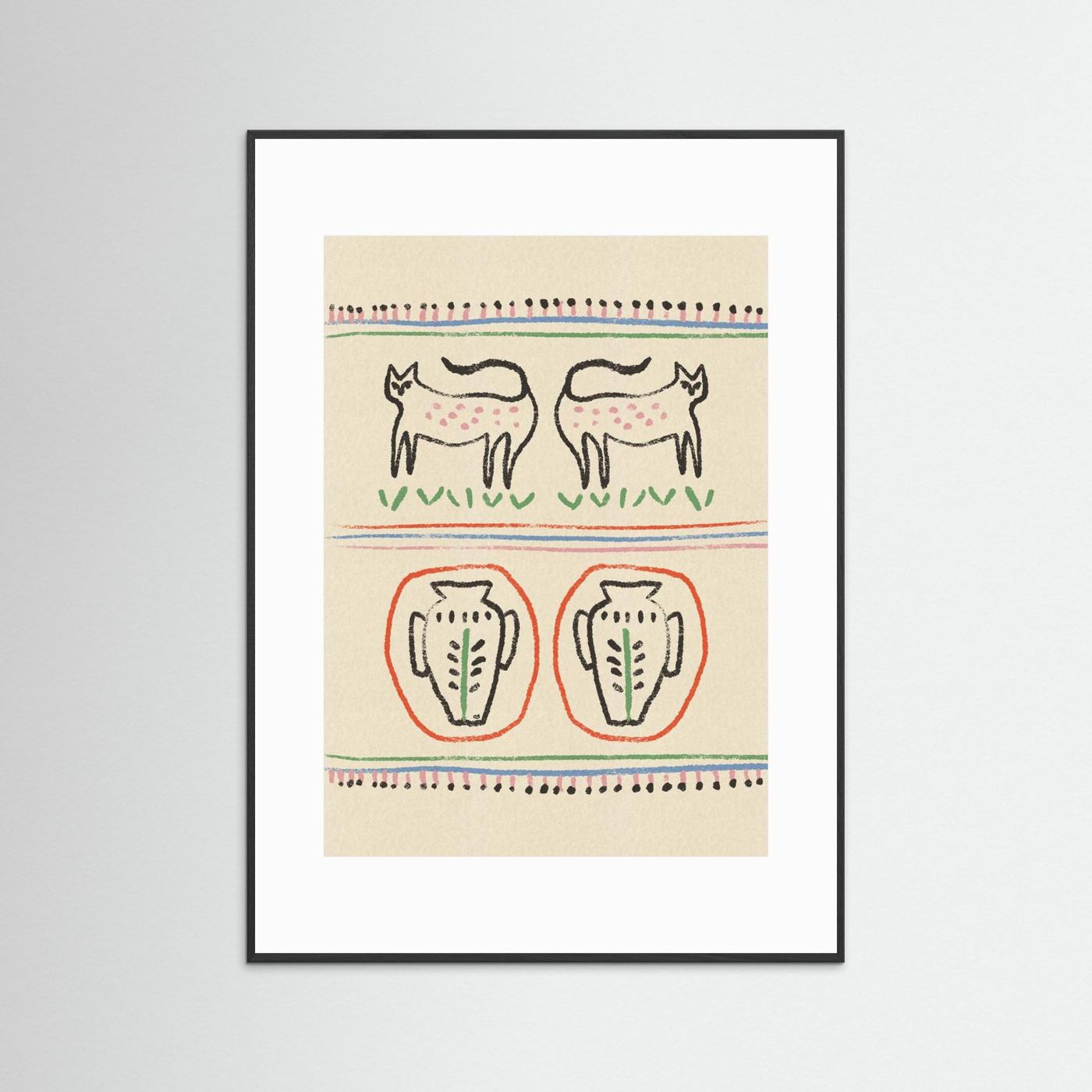 Primitive Cats and Vases by Raipa Studio