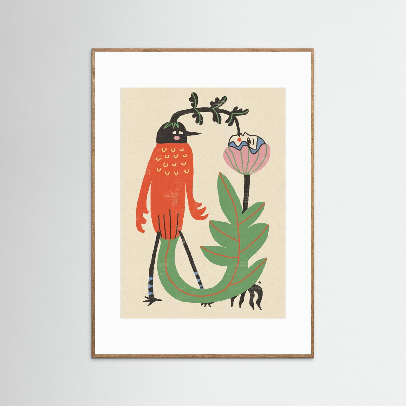 Whimsical Bird and Flower by Raipa Studio