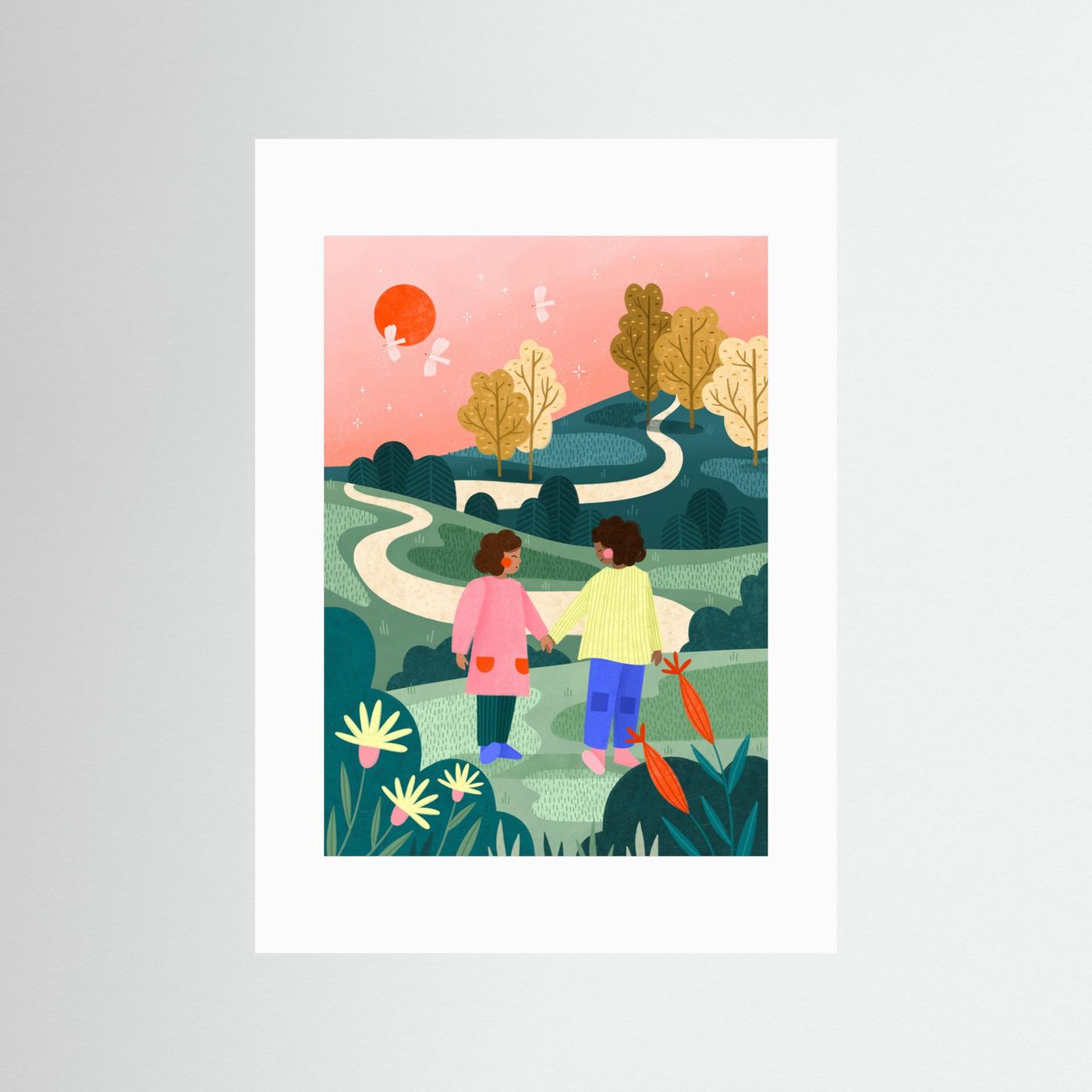 Friends Walking Winding Path by Bea Müller