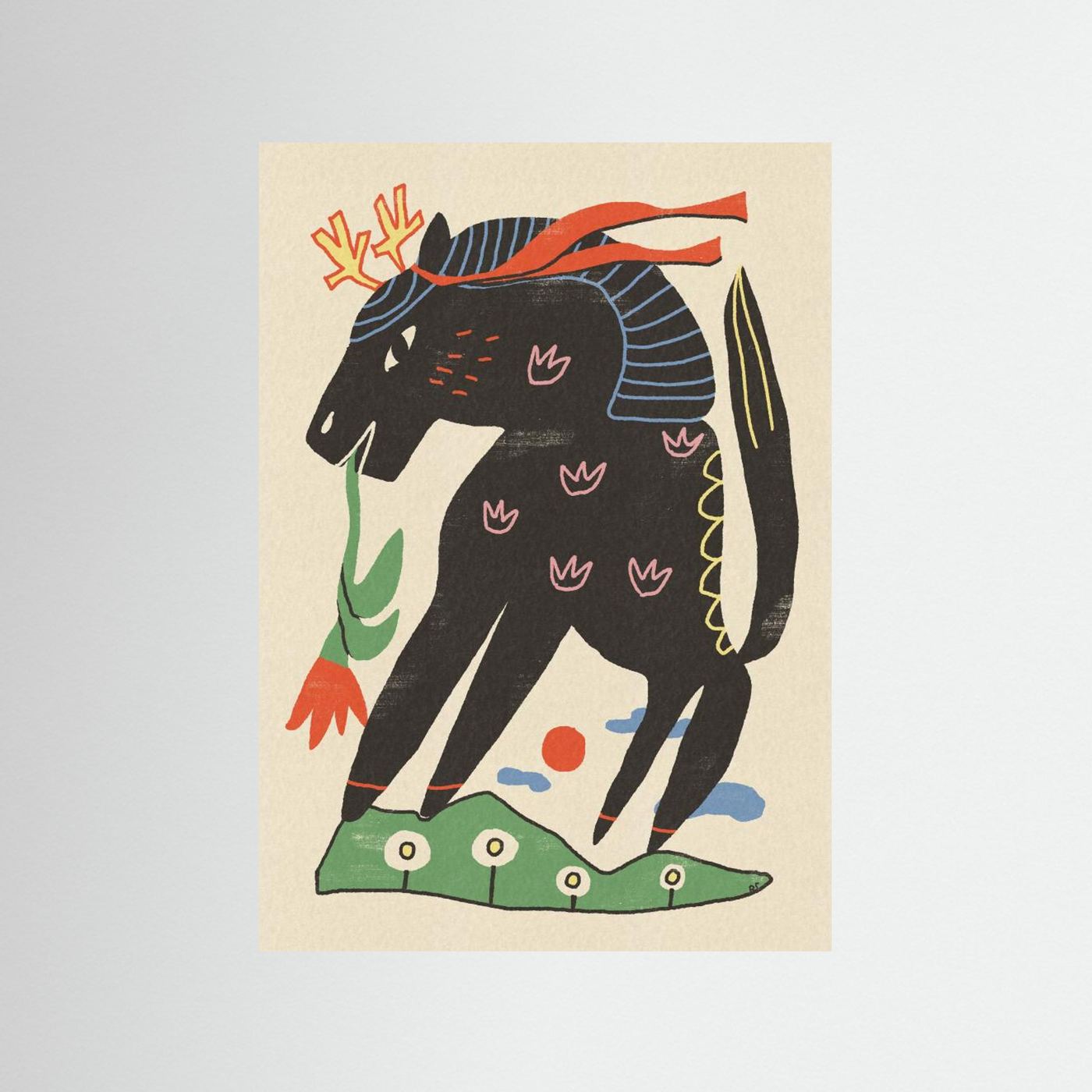 Mythical Horse with Flower by Raipa Studio