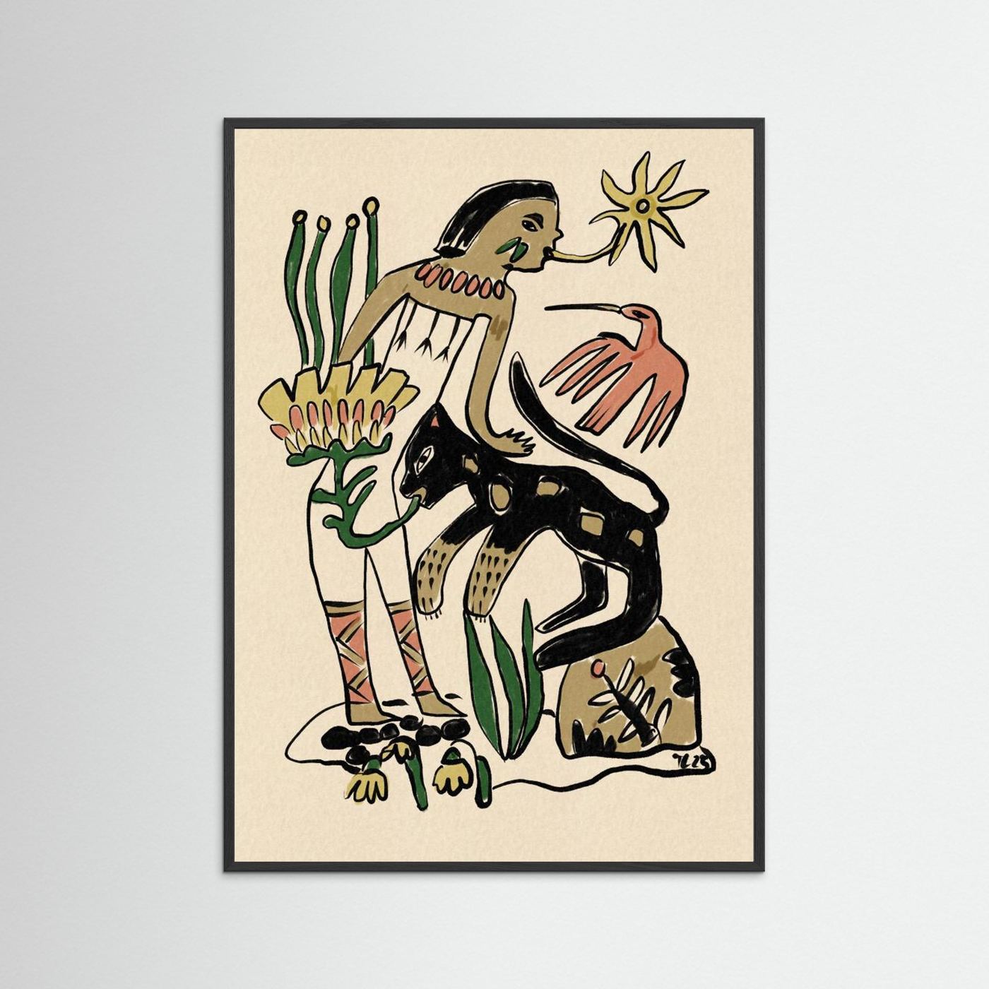Folk Figure and Panther by Raipa Studio