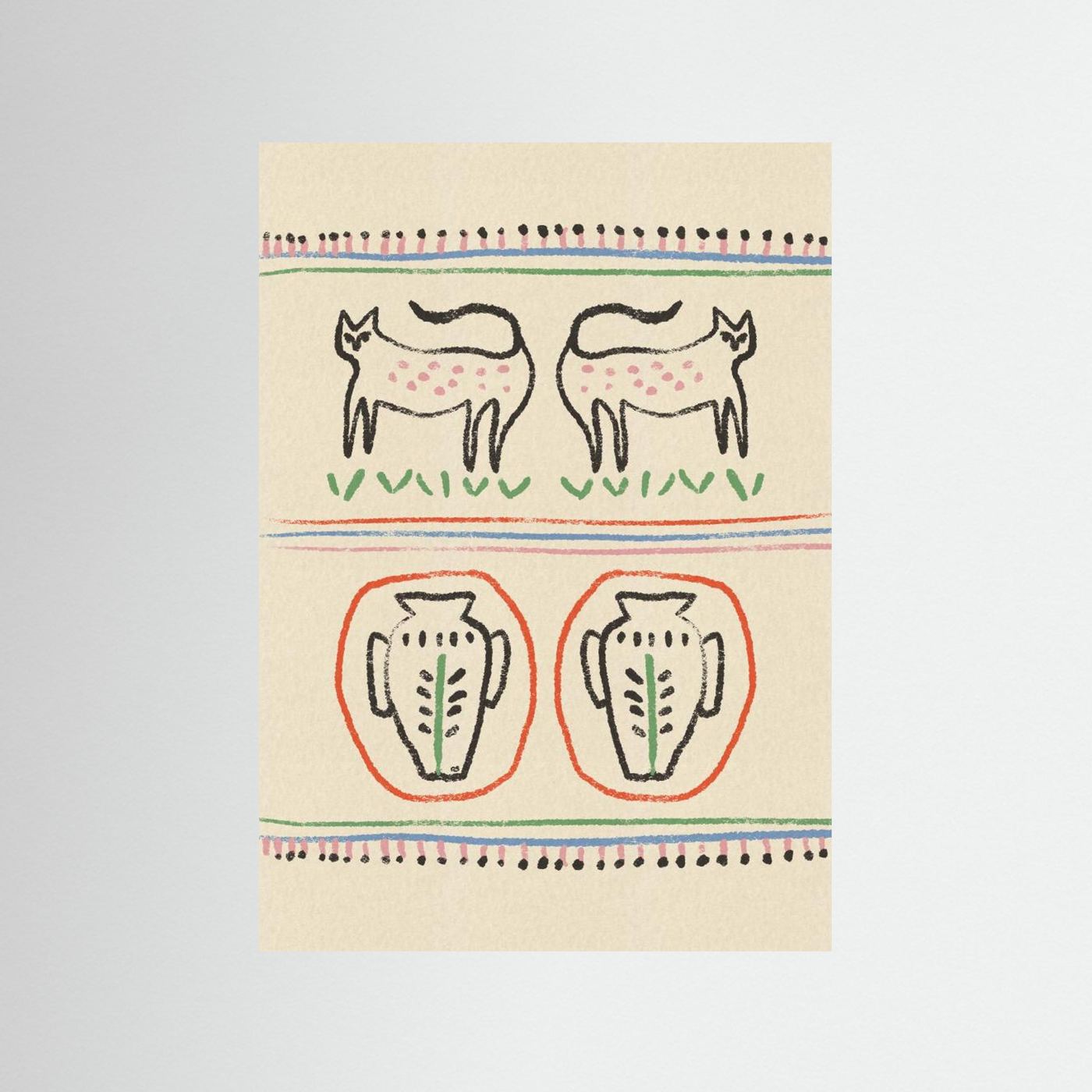 Primitive Cats and Vases by Raipa Studio