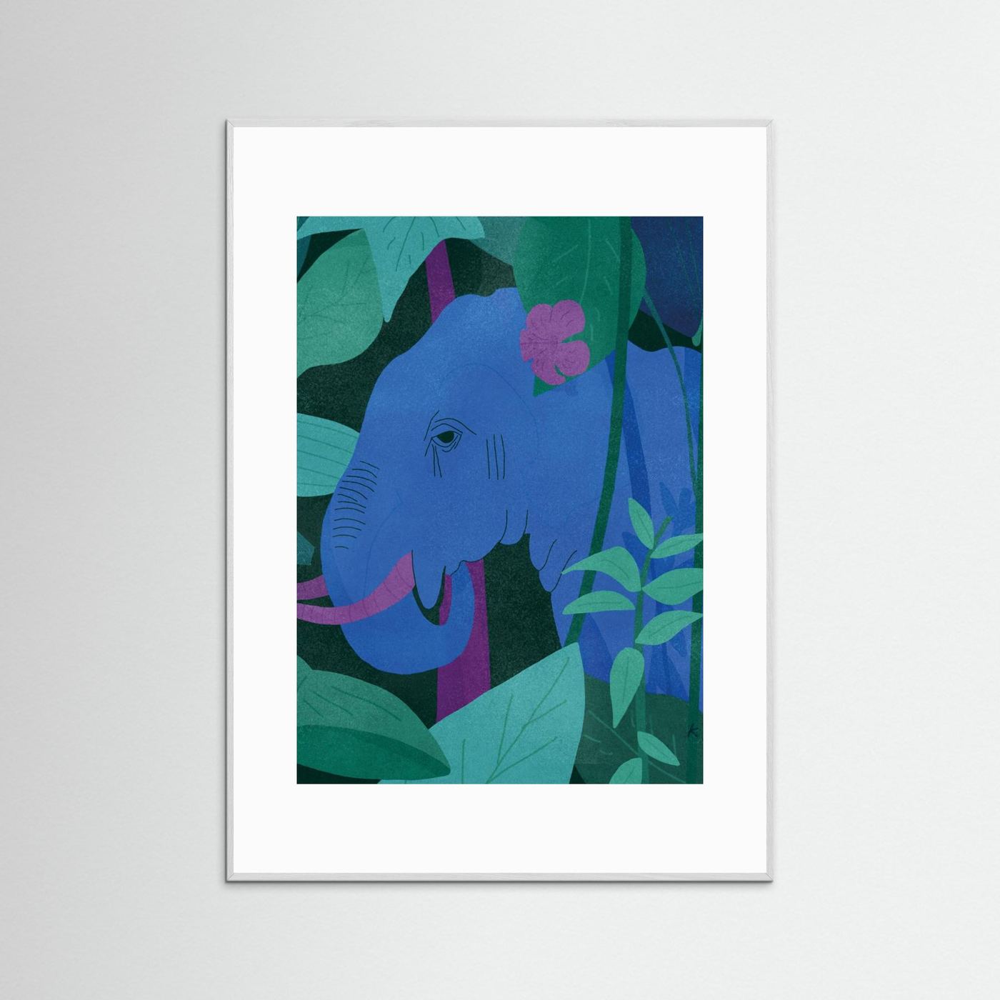 Blue Elephant in Jungle by Sylwia Kubus