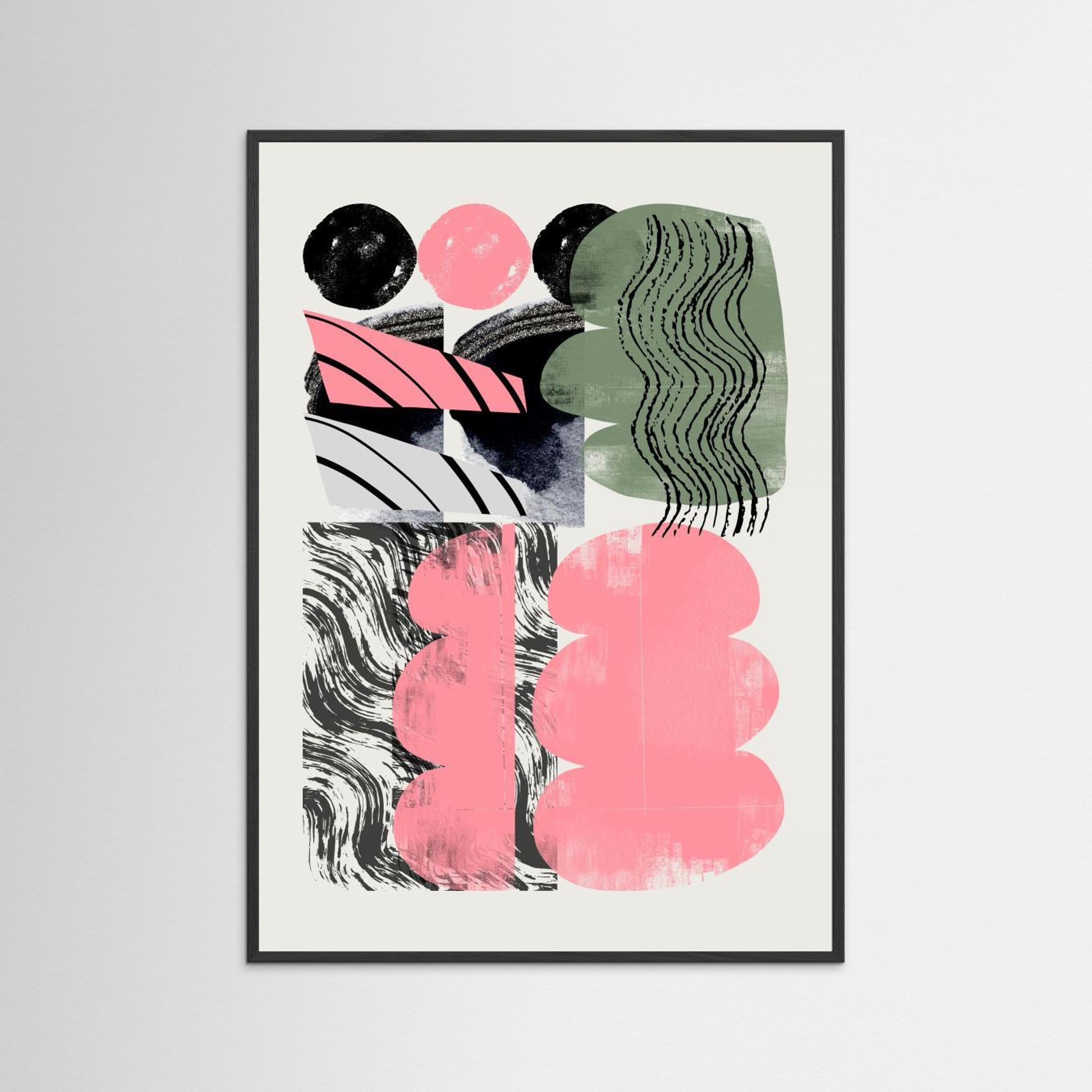 Abstract Shape Collage In Pink by Little Dean