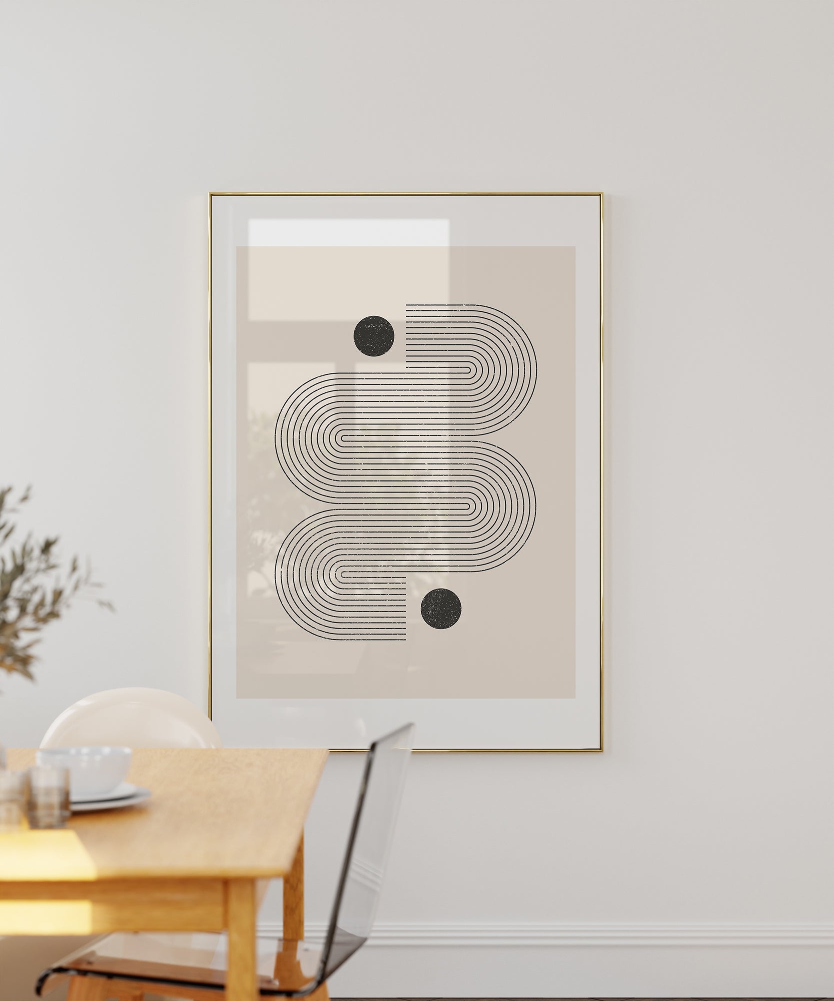 Abstract 'Starting Points' Scandinavian design, aesthetic canvas-style print for modern bedroom character.