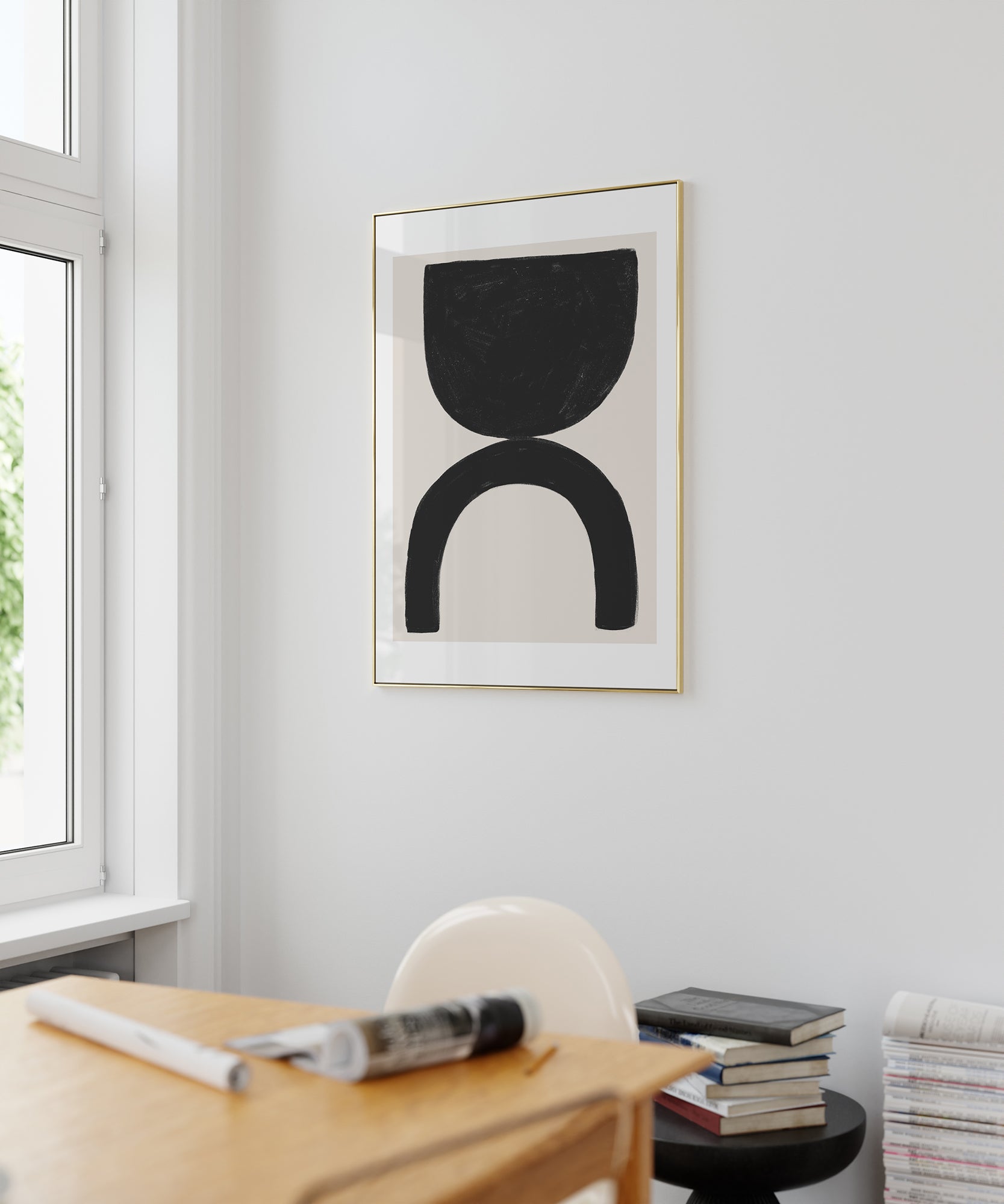 Abstract 'The Balance' geometric design, minimalist prints for a harmonious modern living room aesthetic.