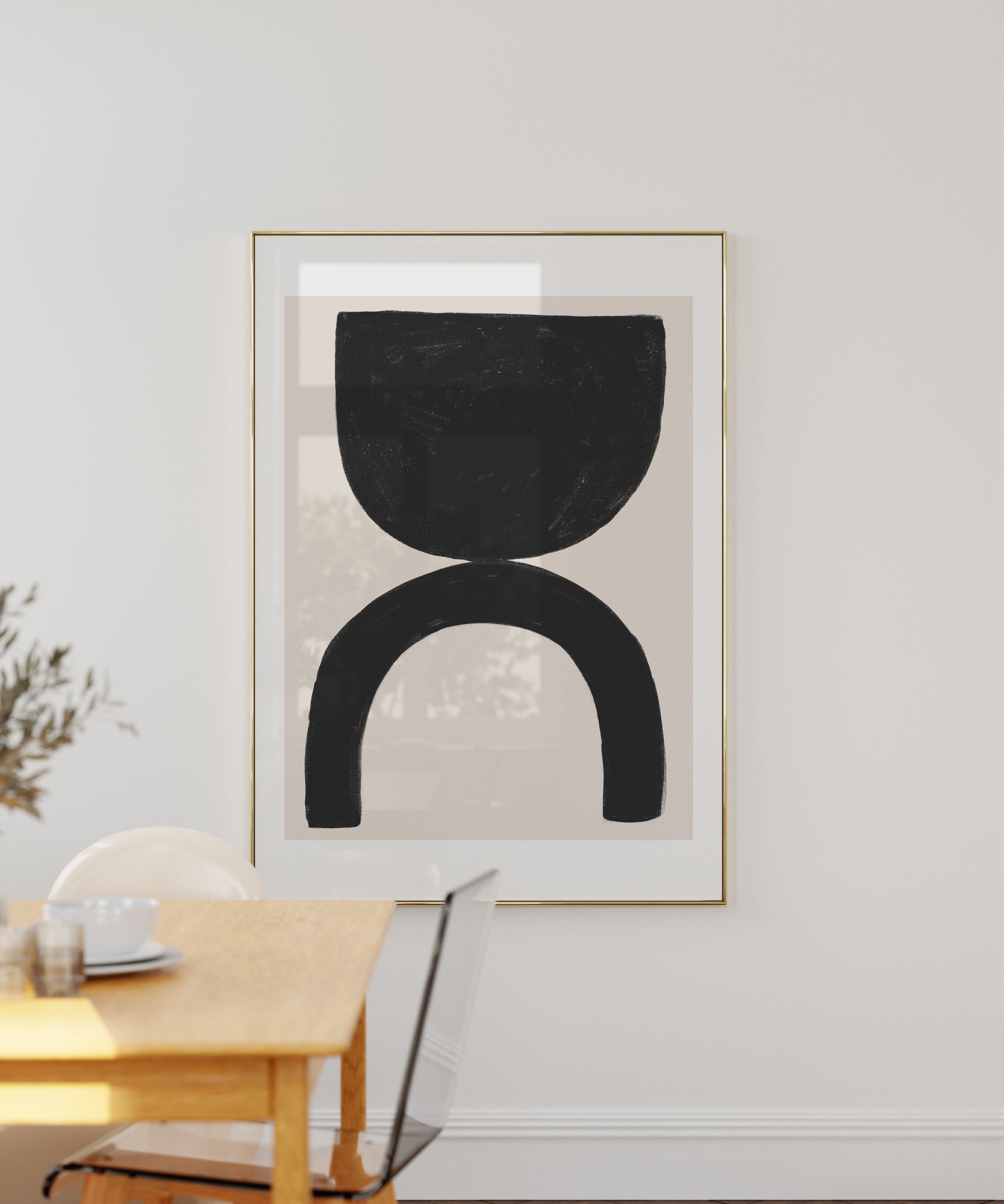 Abstract 'The Balance' geometric design, minimalist prints for a harmonious modern living room aesthetic.
