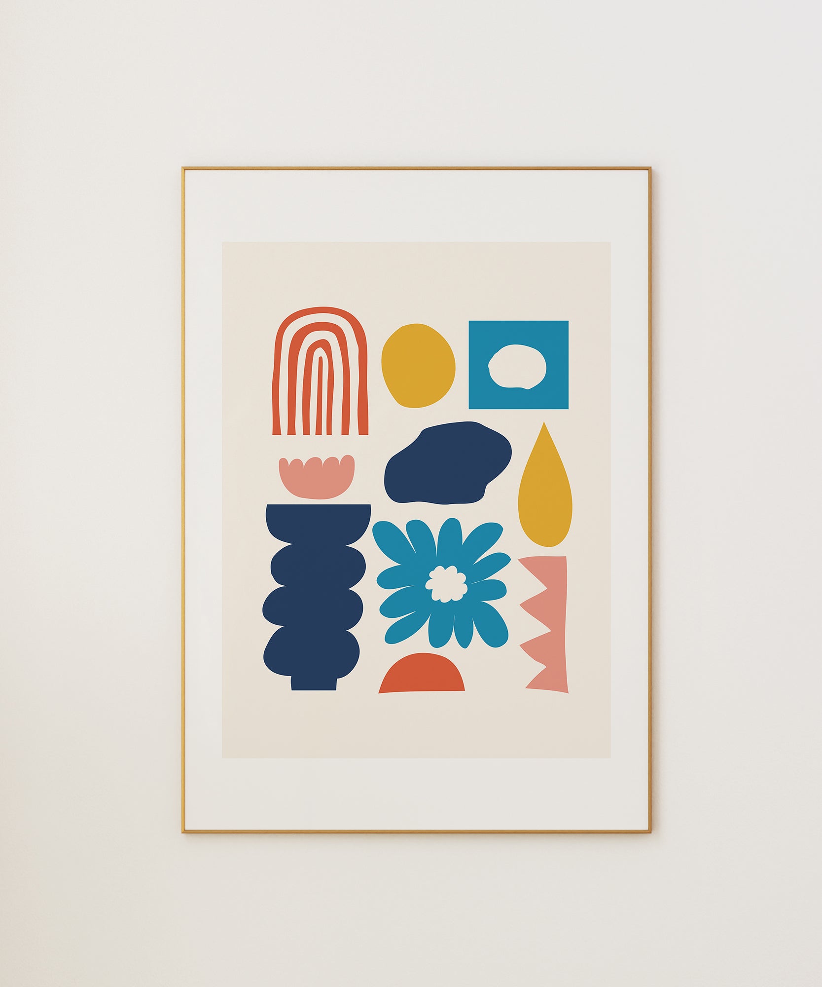 Vibrant 'Colorful Collage v1' abstract art, modern wall art for a playful nursery aesthetic.