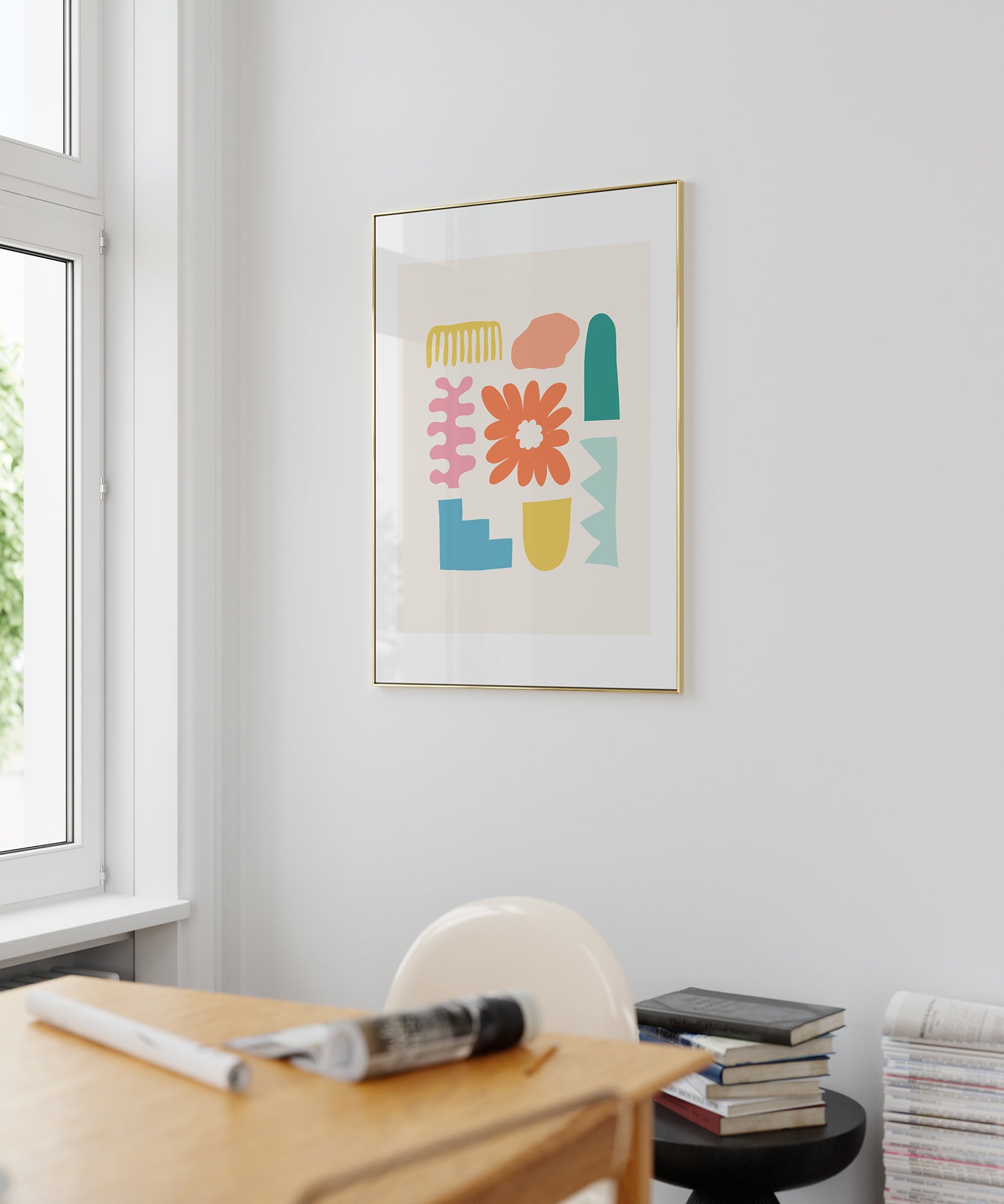 Dynamic 'Colorful Collage v2' abstract design, aesthetic canvas-style print for modern interiors.