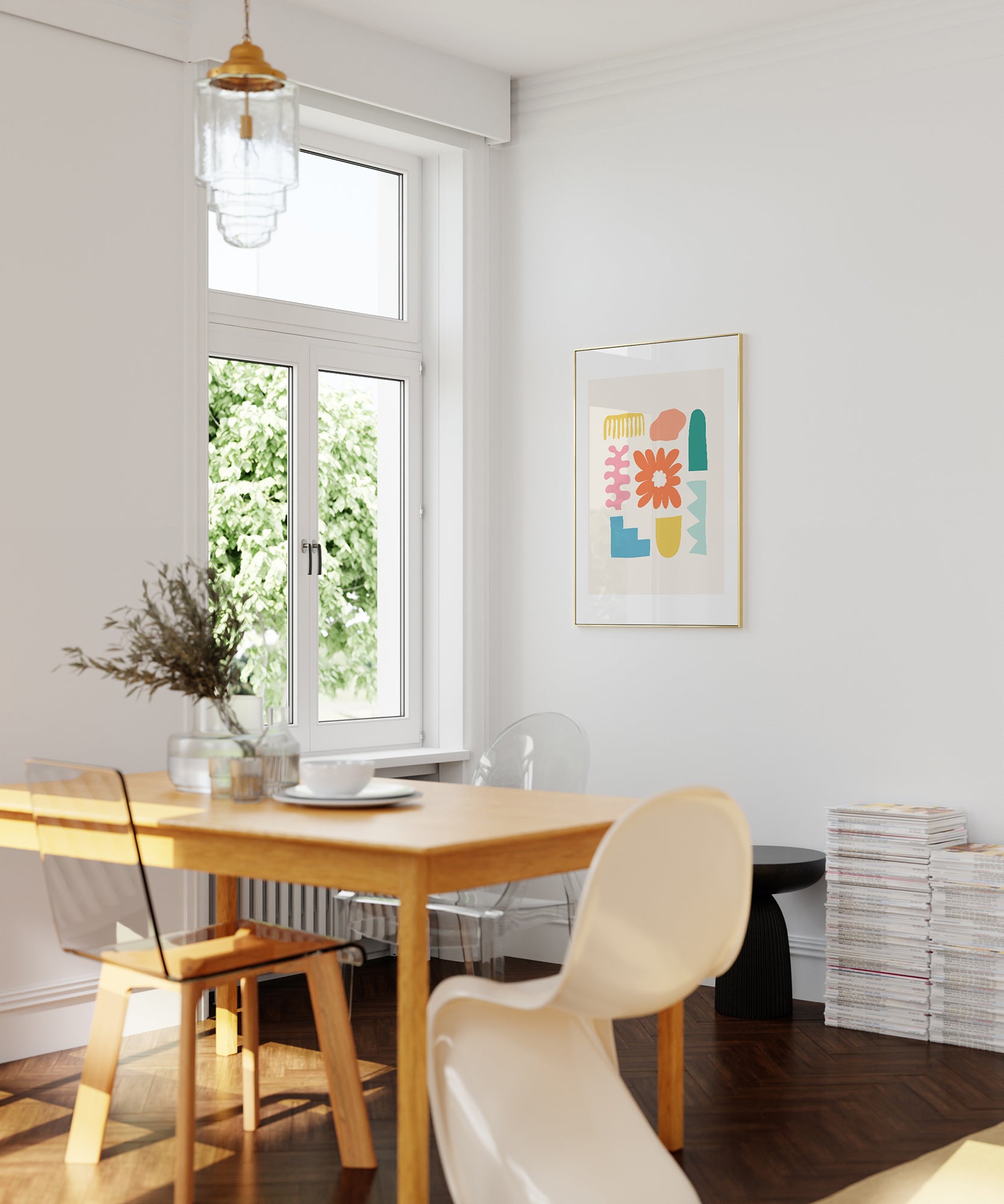 Dynamic 'Colorful Collage v2' abstract design, aesthetic canvas-style print for modern interiors.